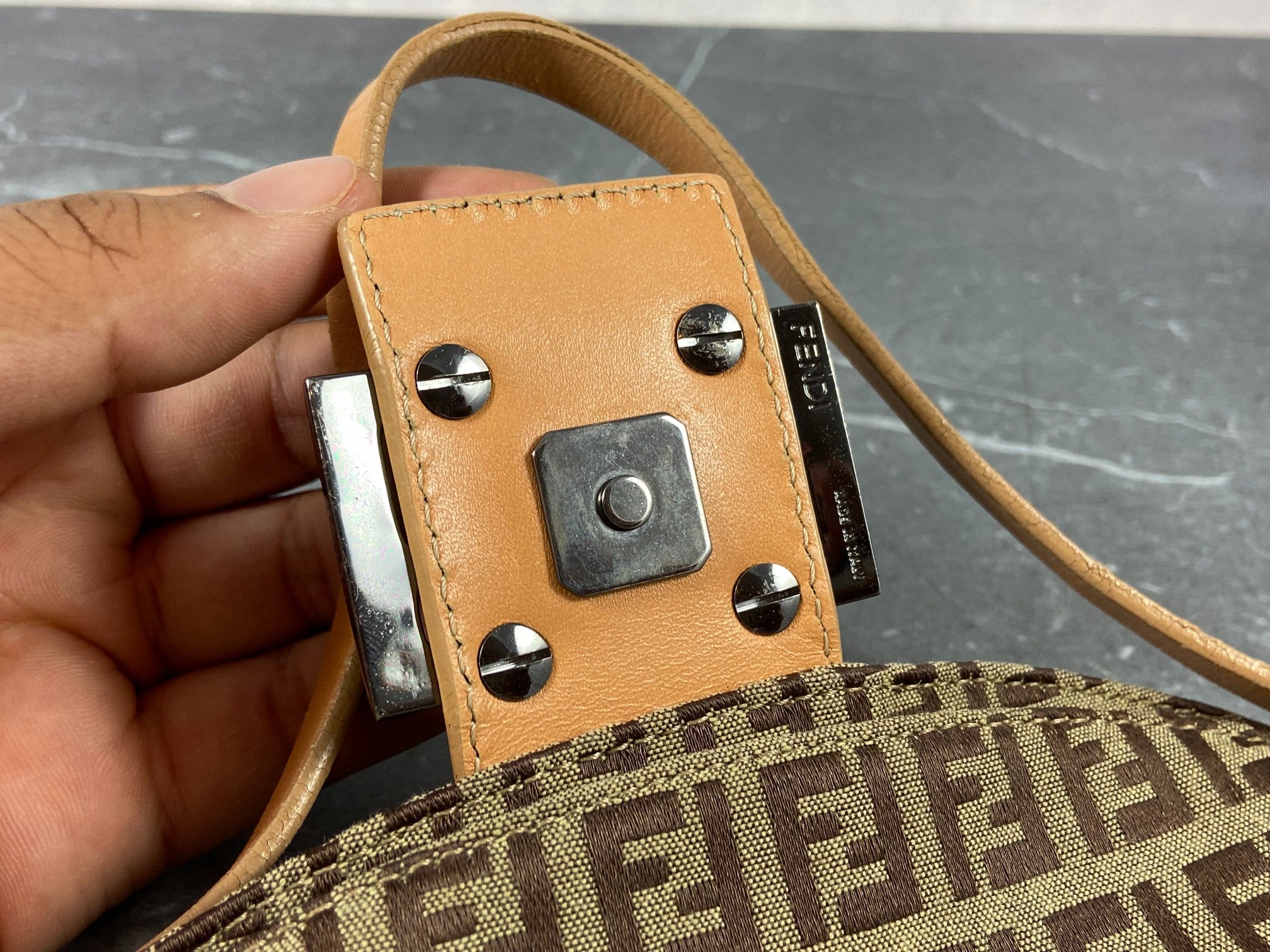 Fendi Mamma Baguette Bag Beige Zucchino Monogram