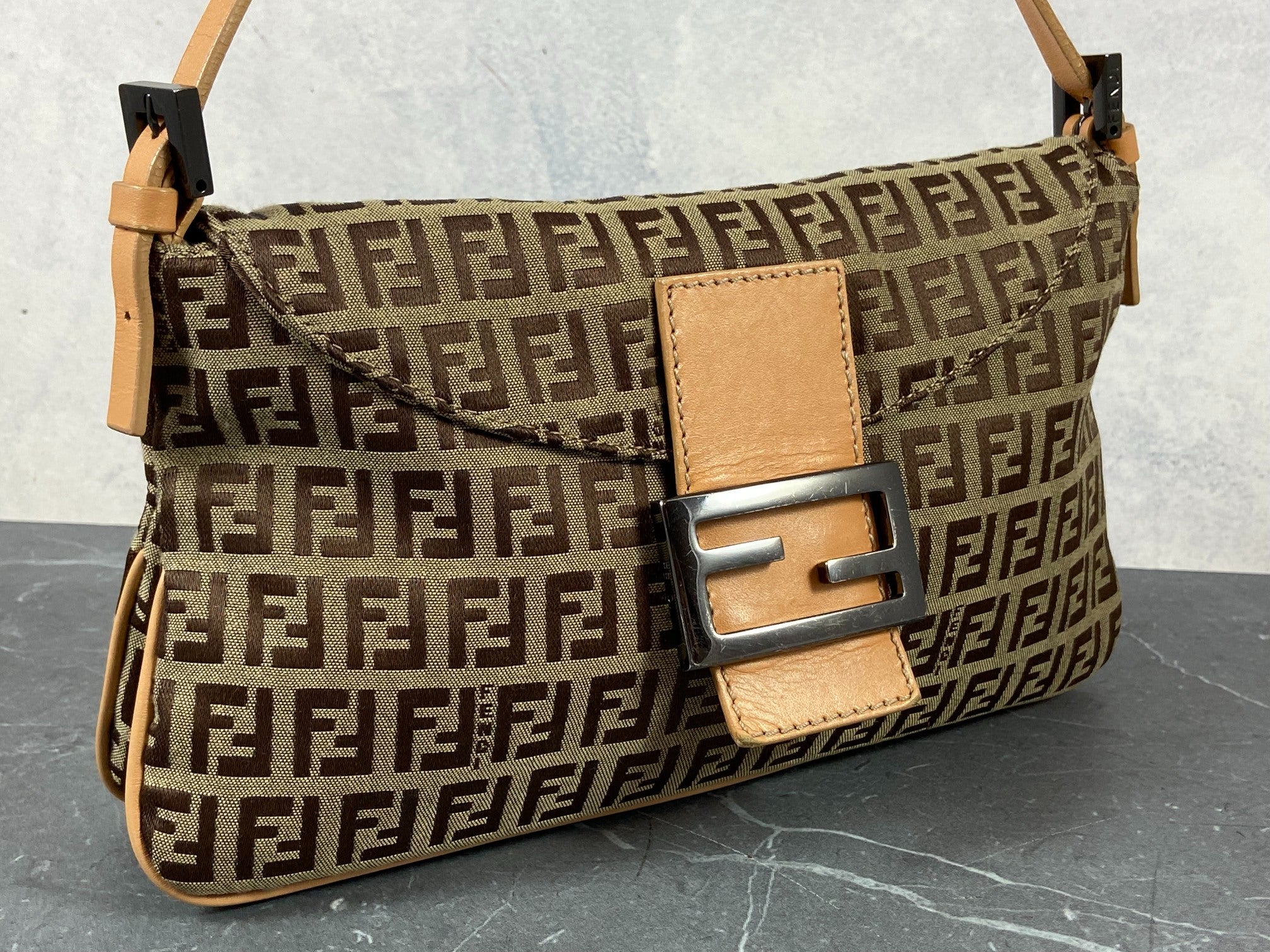 Fendi Mamma Baguette Bag Beige Zucchino Monogram