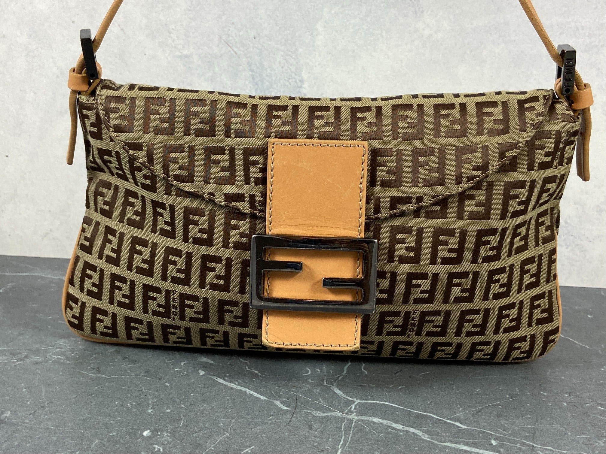Fendi Mamma Baguette Bag Beige Zucchino Monogram