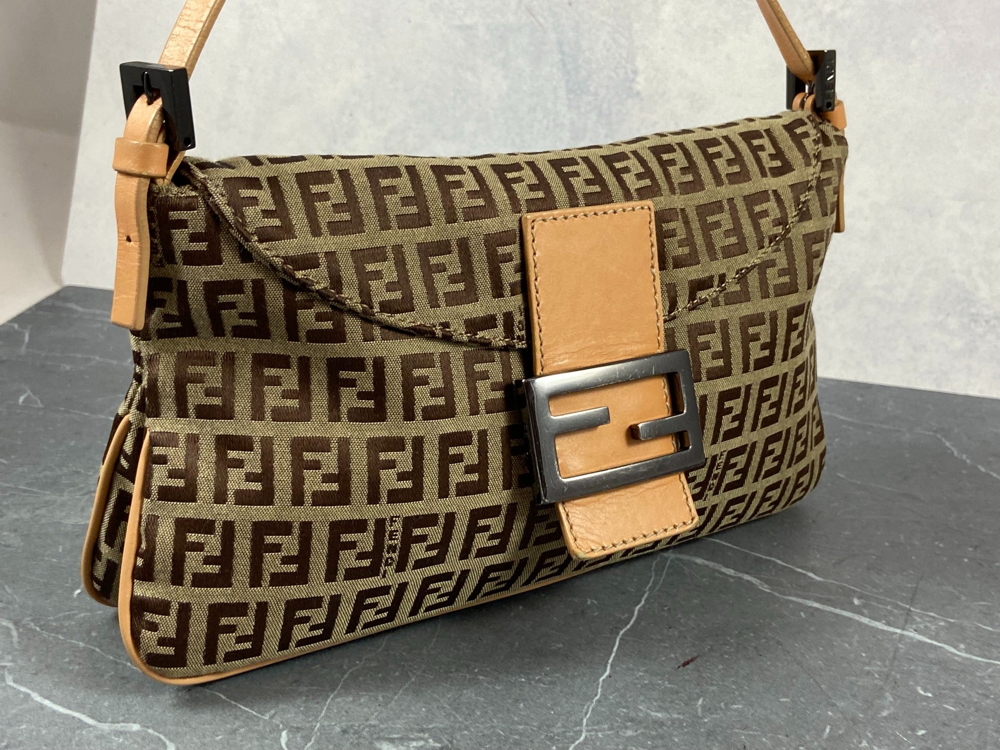 Fendi Mamma Baguette Bag Beige Zucchino Monogram