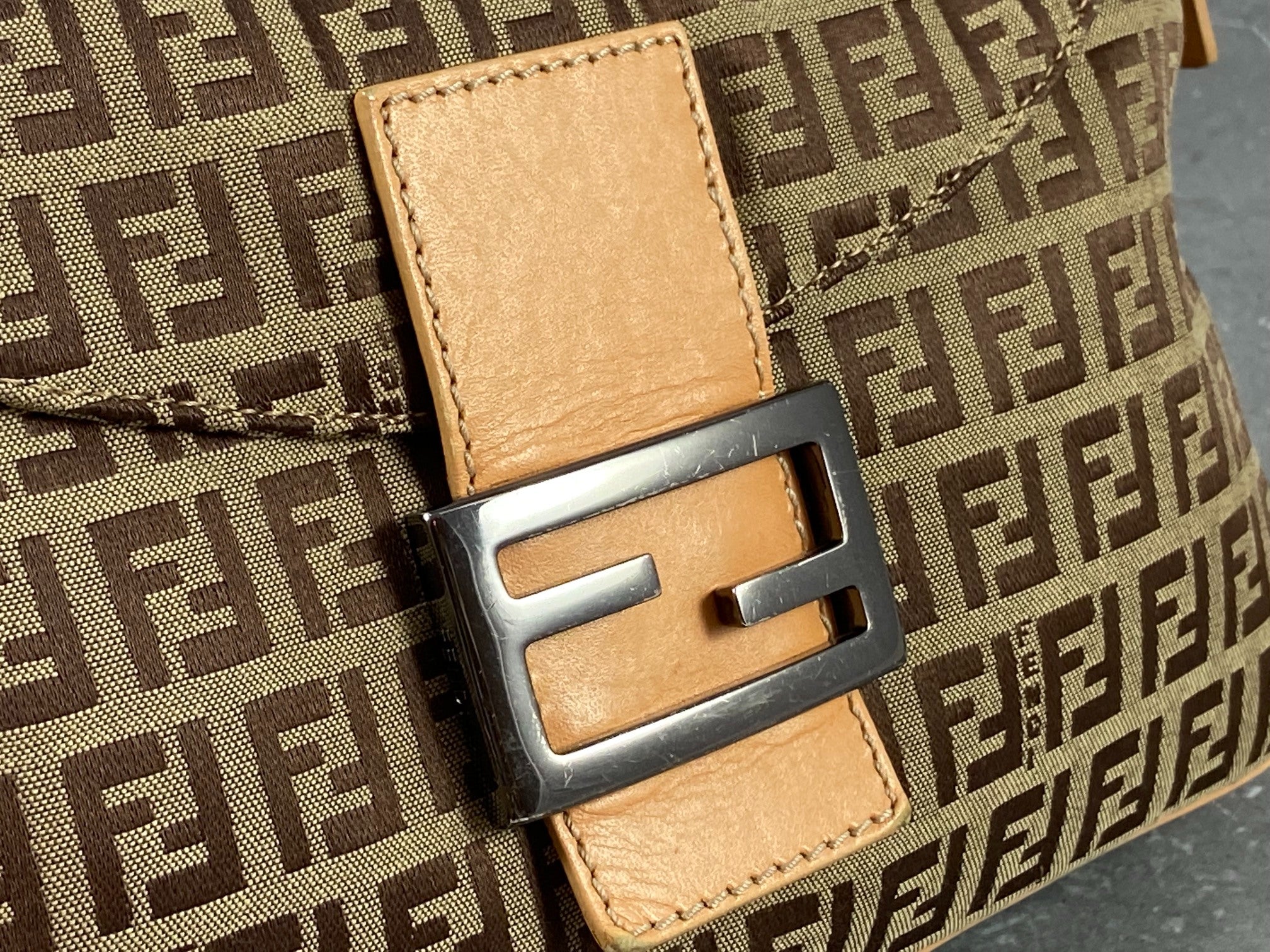 Fendi Mamma Baguette Bag Beige Zucchino Monogram