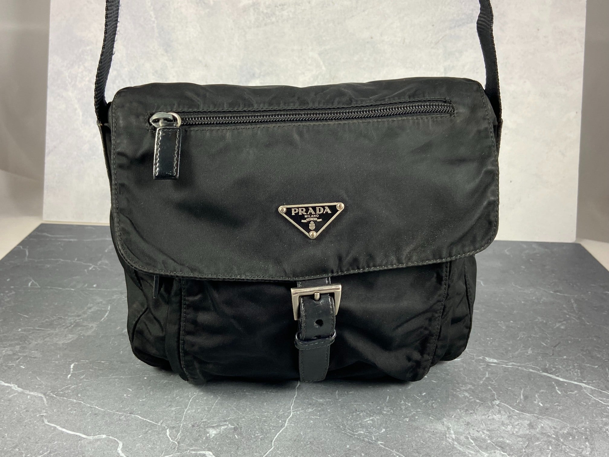 Prada Tessuto Nylon Shoulder / Messenger Bag Black