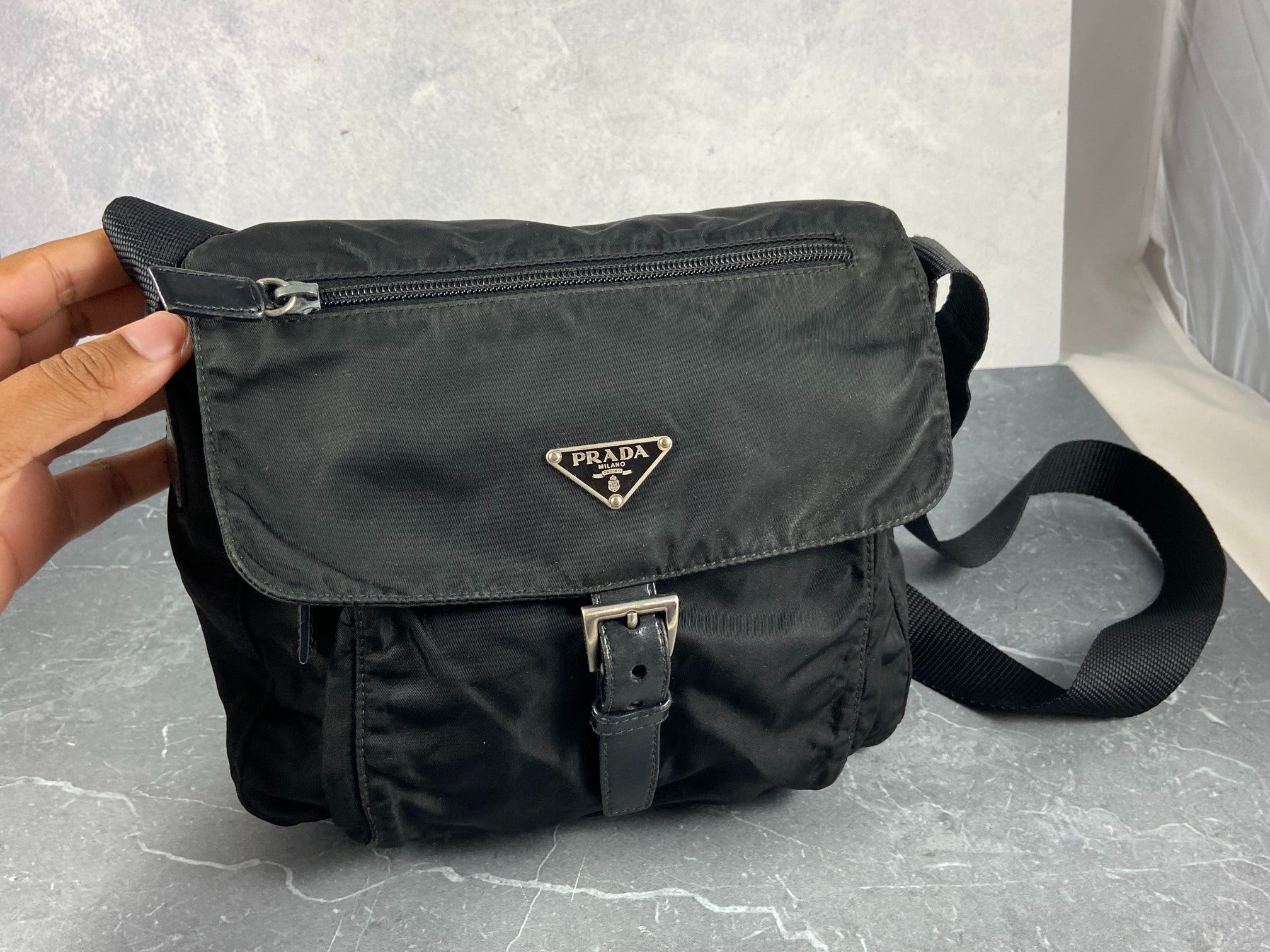 Prada Tessuto Nylon Shoulder / Messenger Bag Black