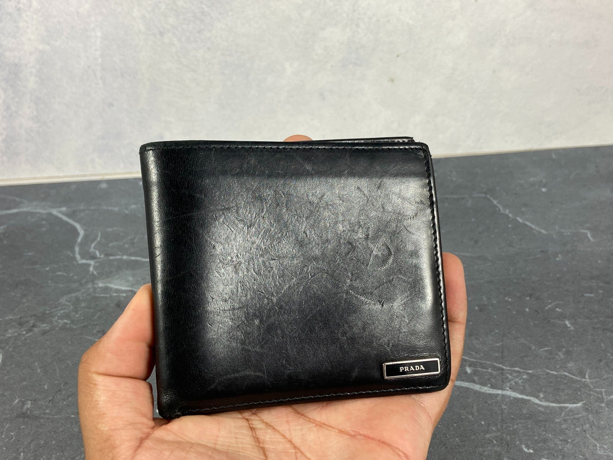 Prada Leather Bifold Wallet Black