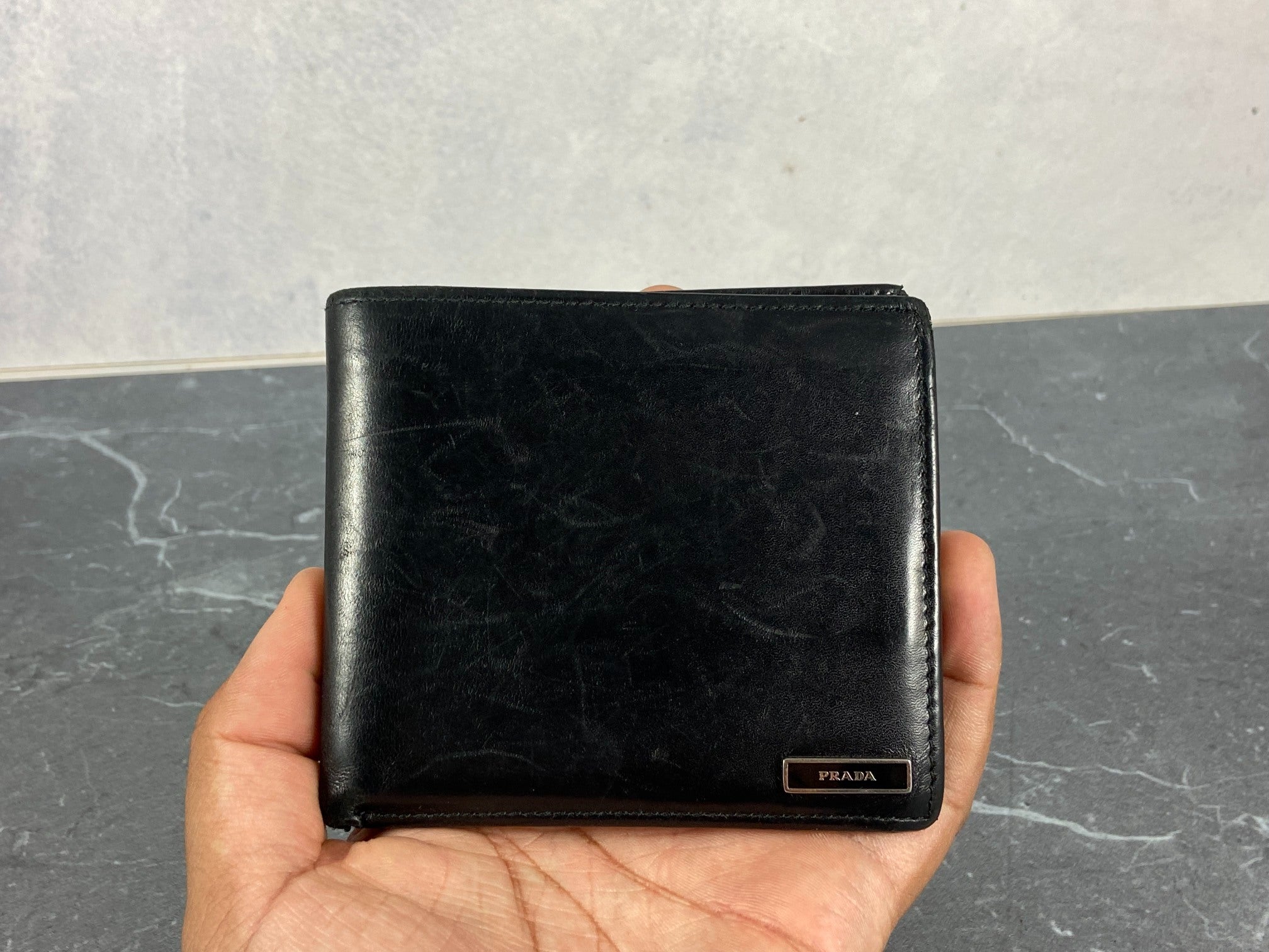 Prada Leather Bifold Wallet Black