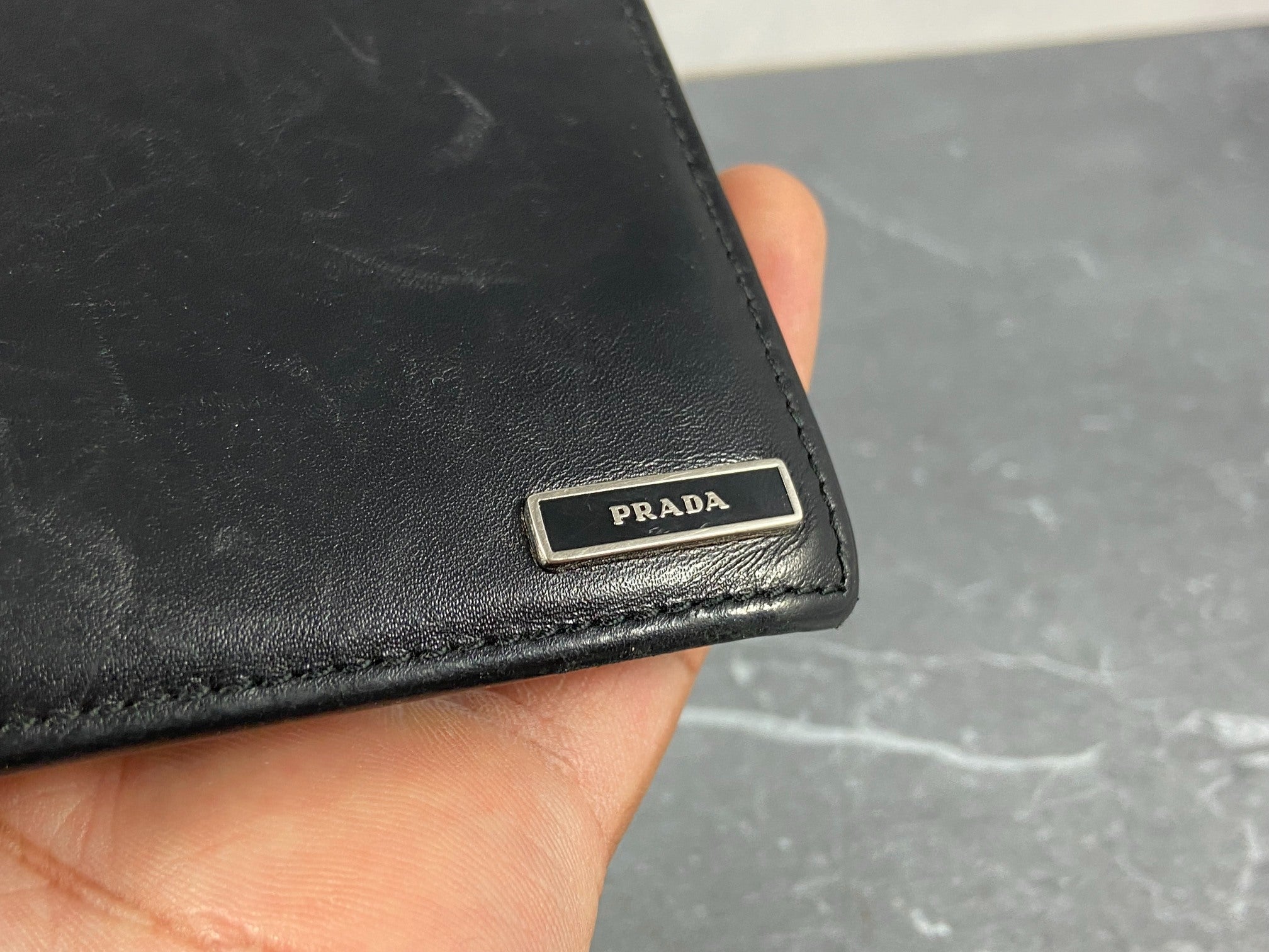Prada Leather Bifold Wallet Black