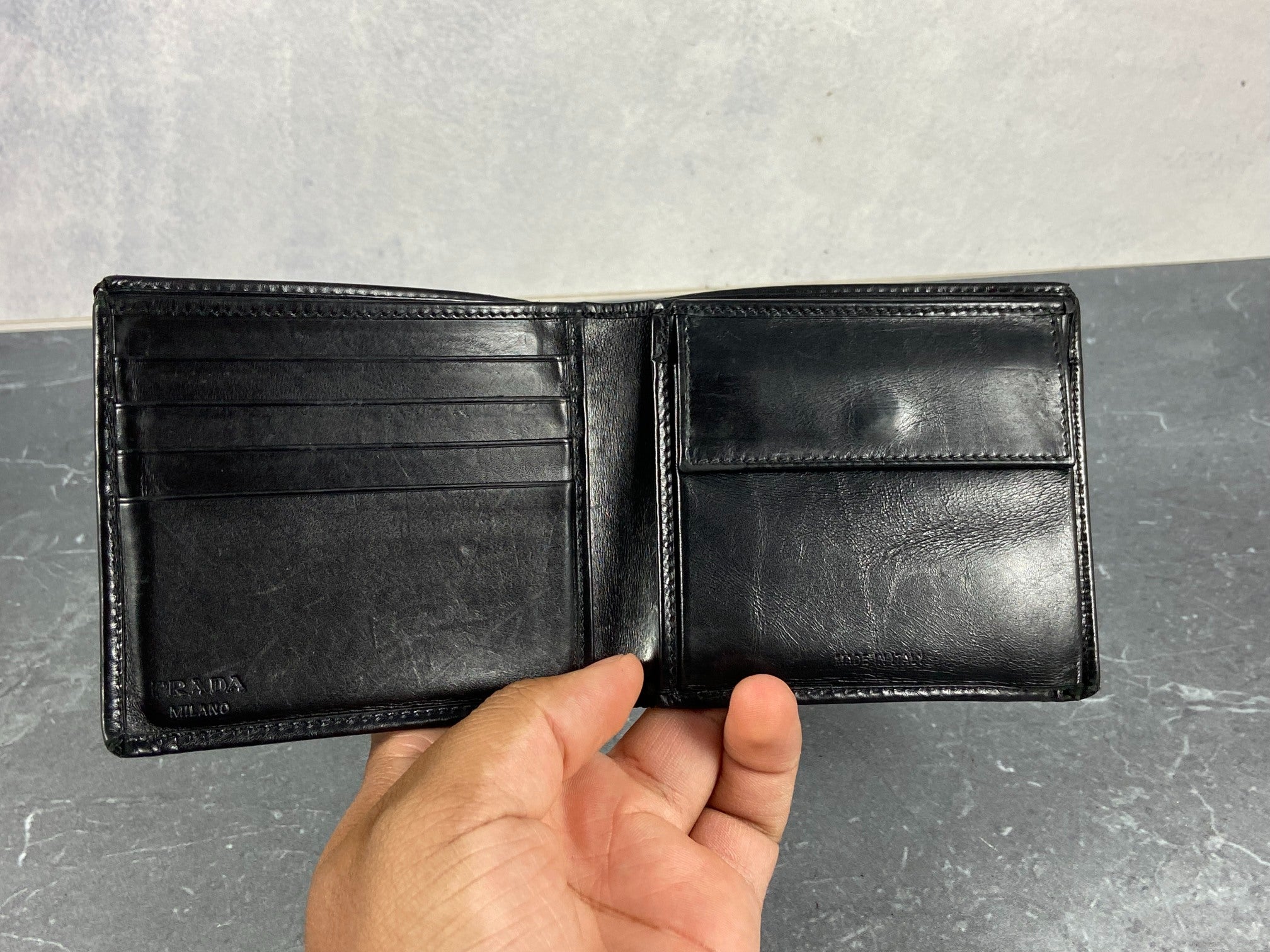 Prada Leather Bifold Wallet Black