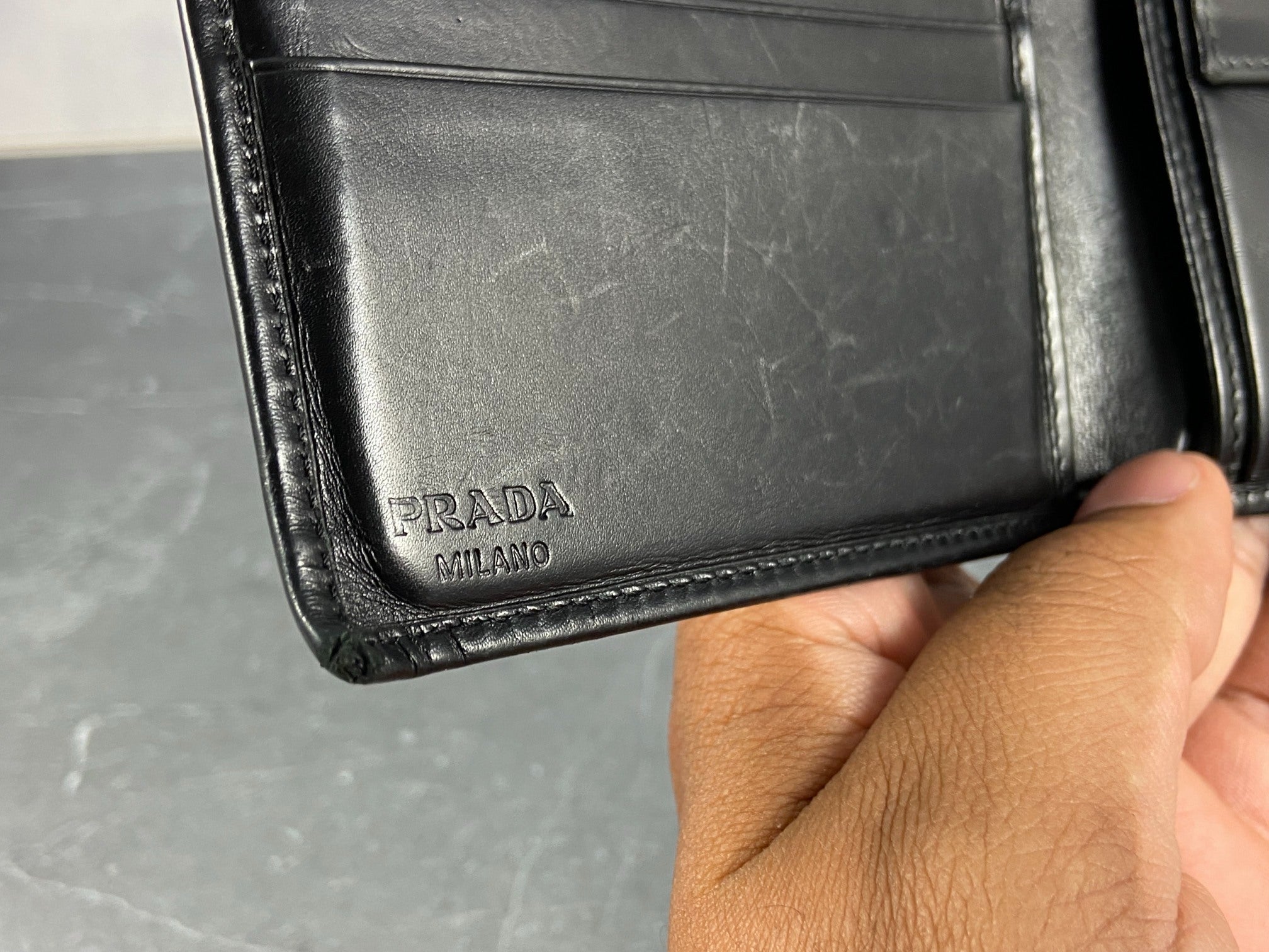 Prada Leather Bifold Wallet Black