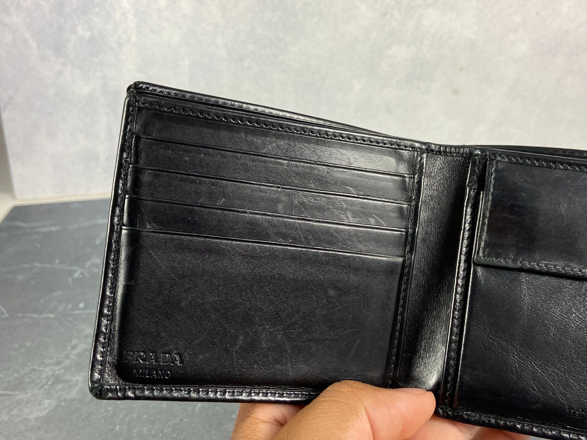 Prada Leather Bifold Wallet Black