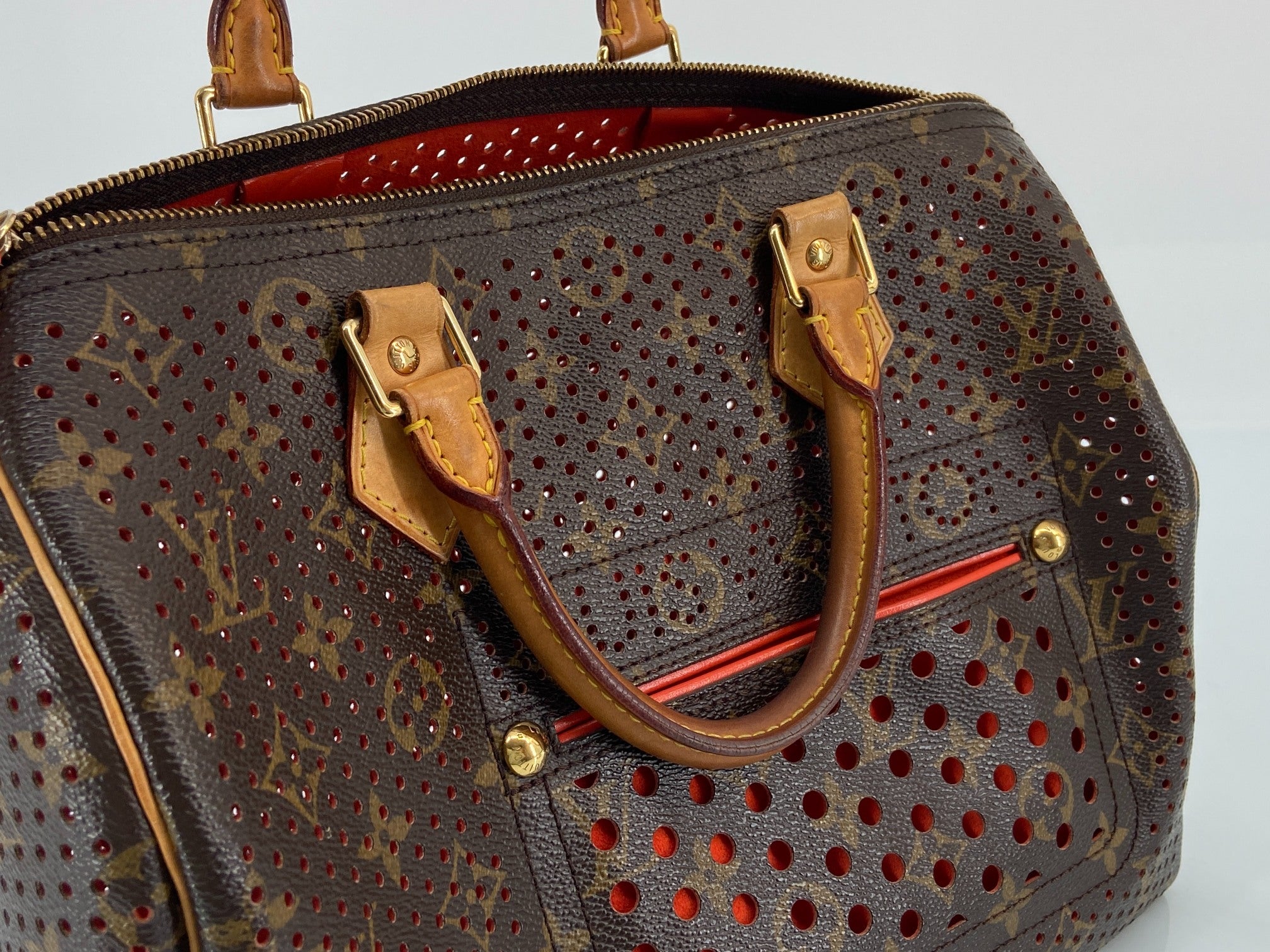 Louis Vuitton Perforated Speedy 30 Monogram Canvas Red