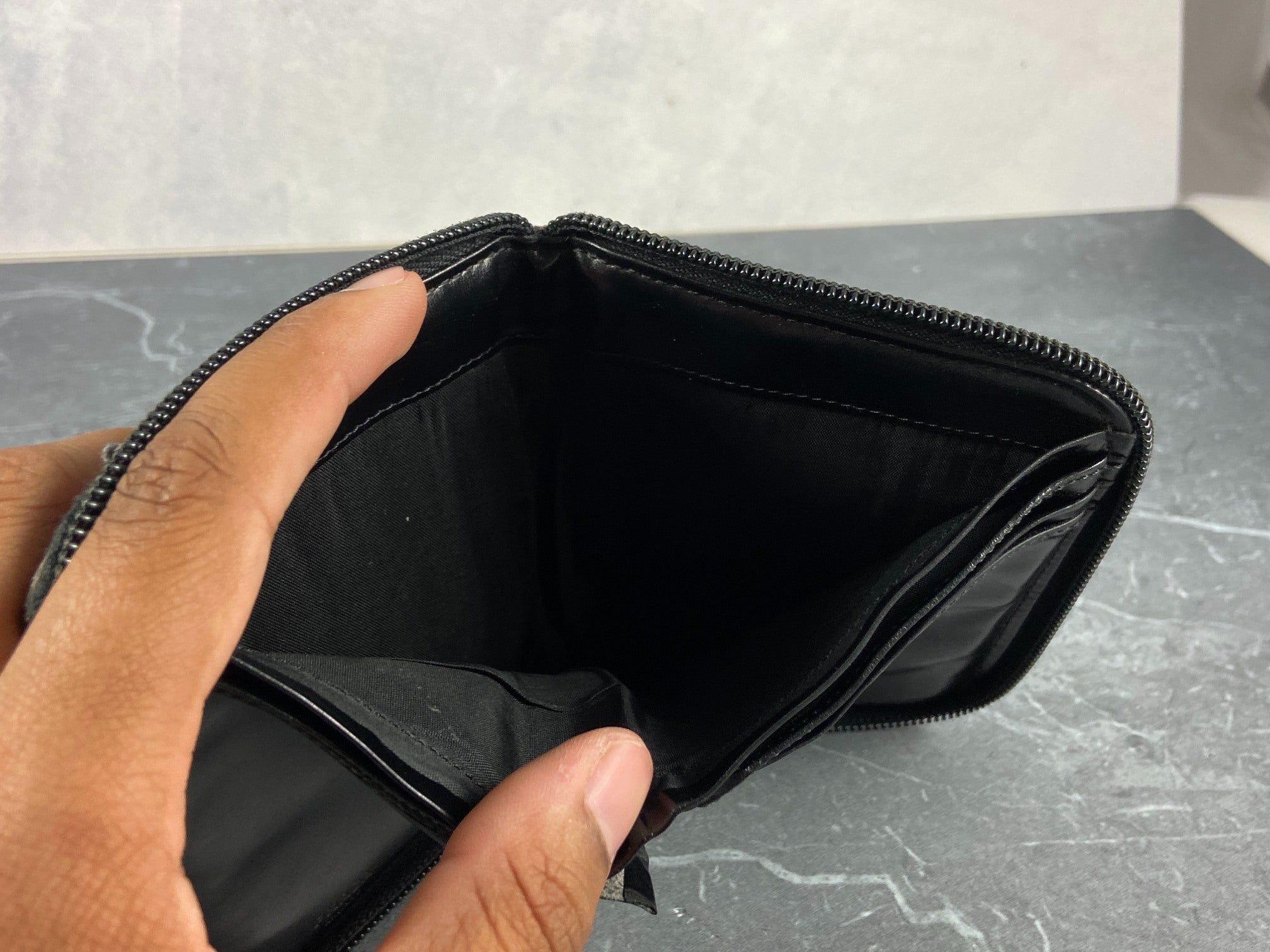 Prada Compact Zip Wallet Black Canvas