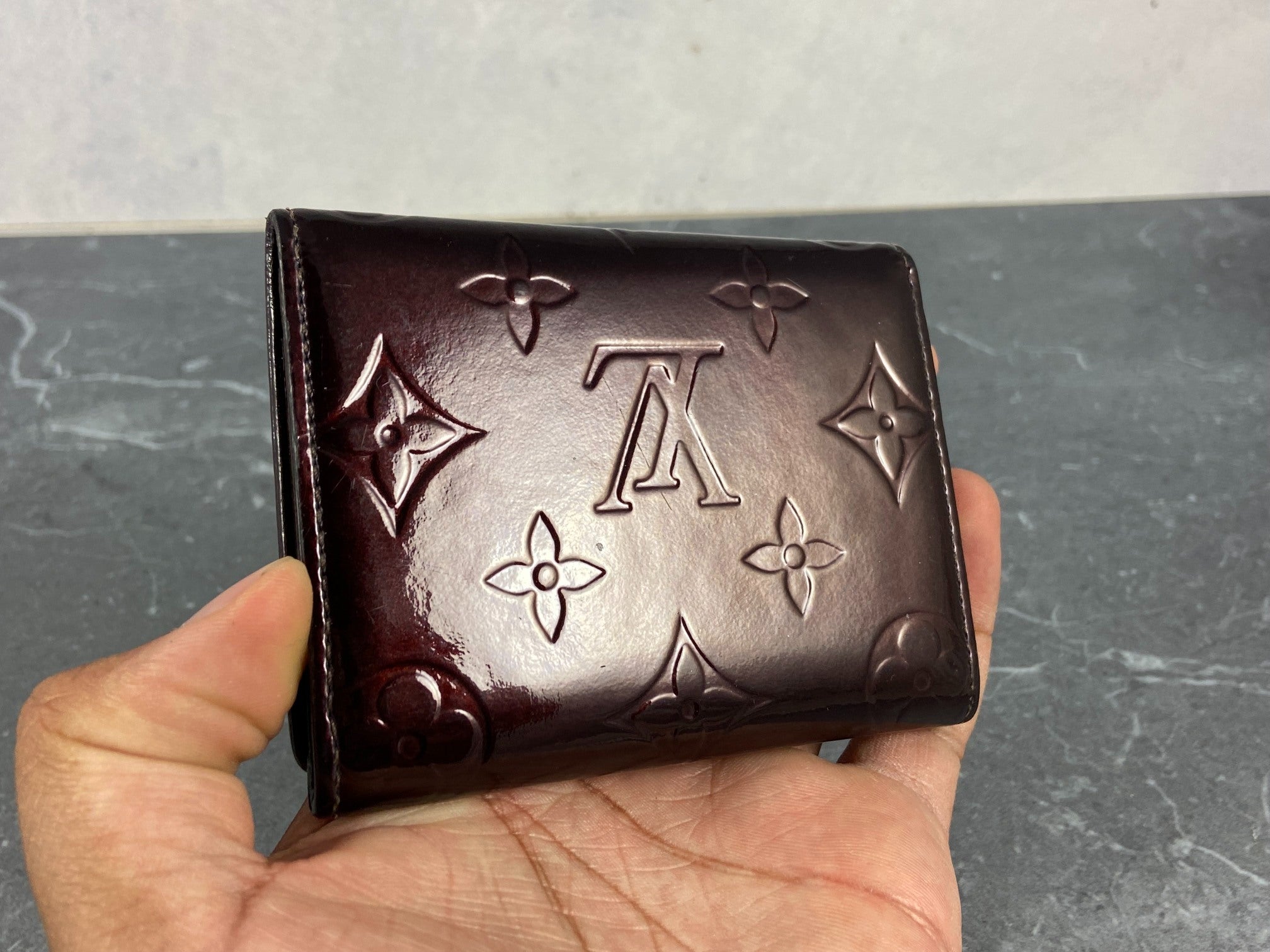 Louis Vuitton Small Wallet Amaranth Vernis Leather