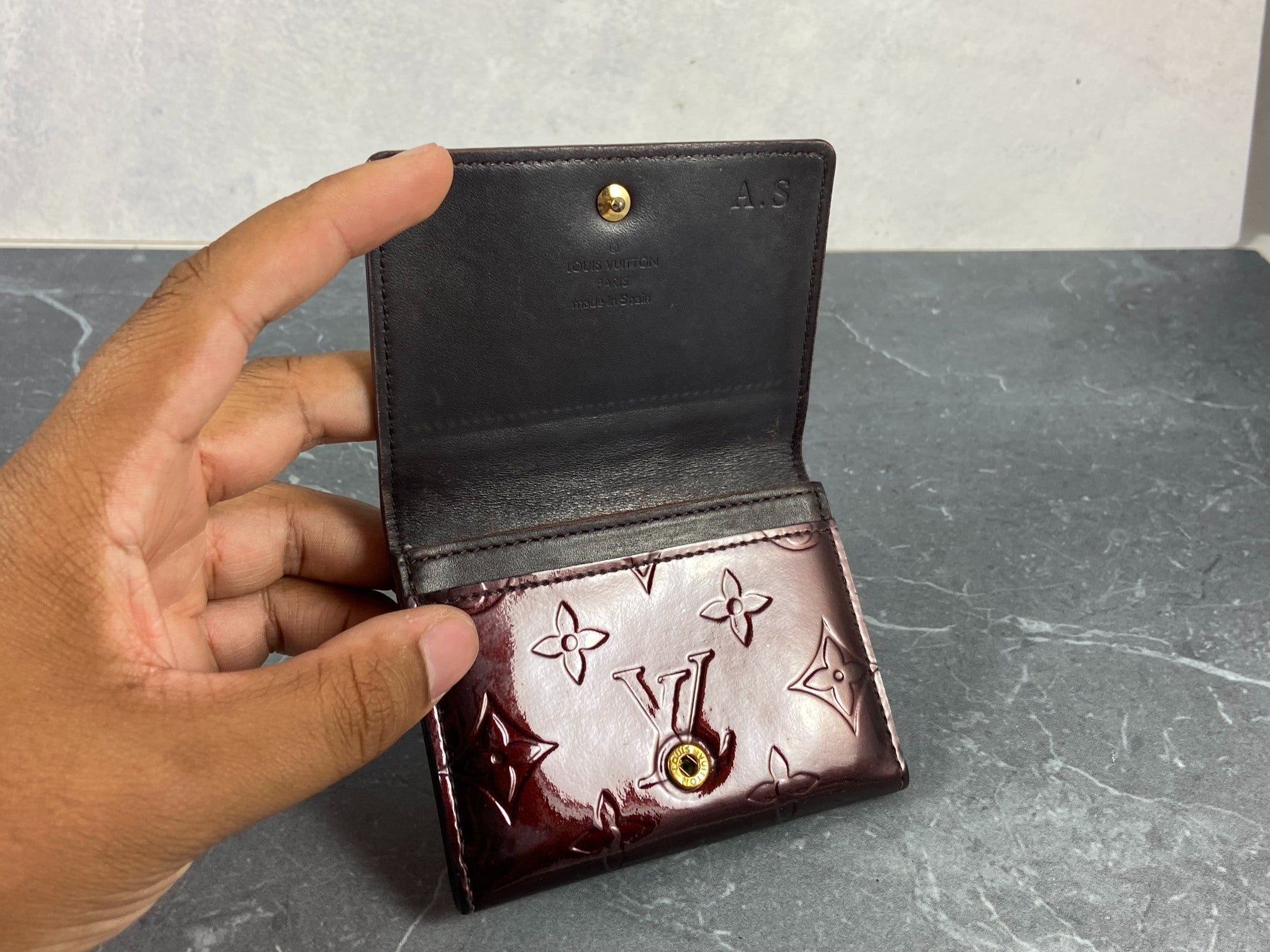 Louis Vuitton Small Wallet Amaranth Vernis Leather