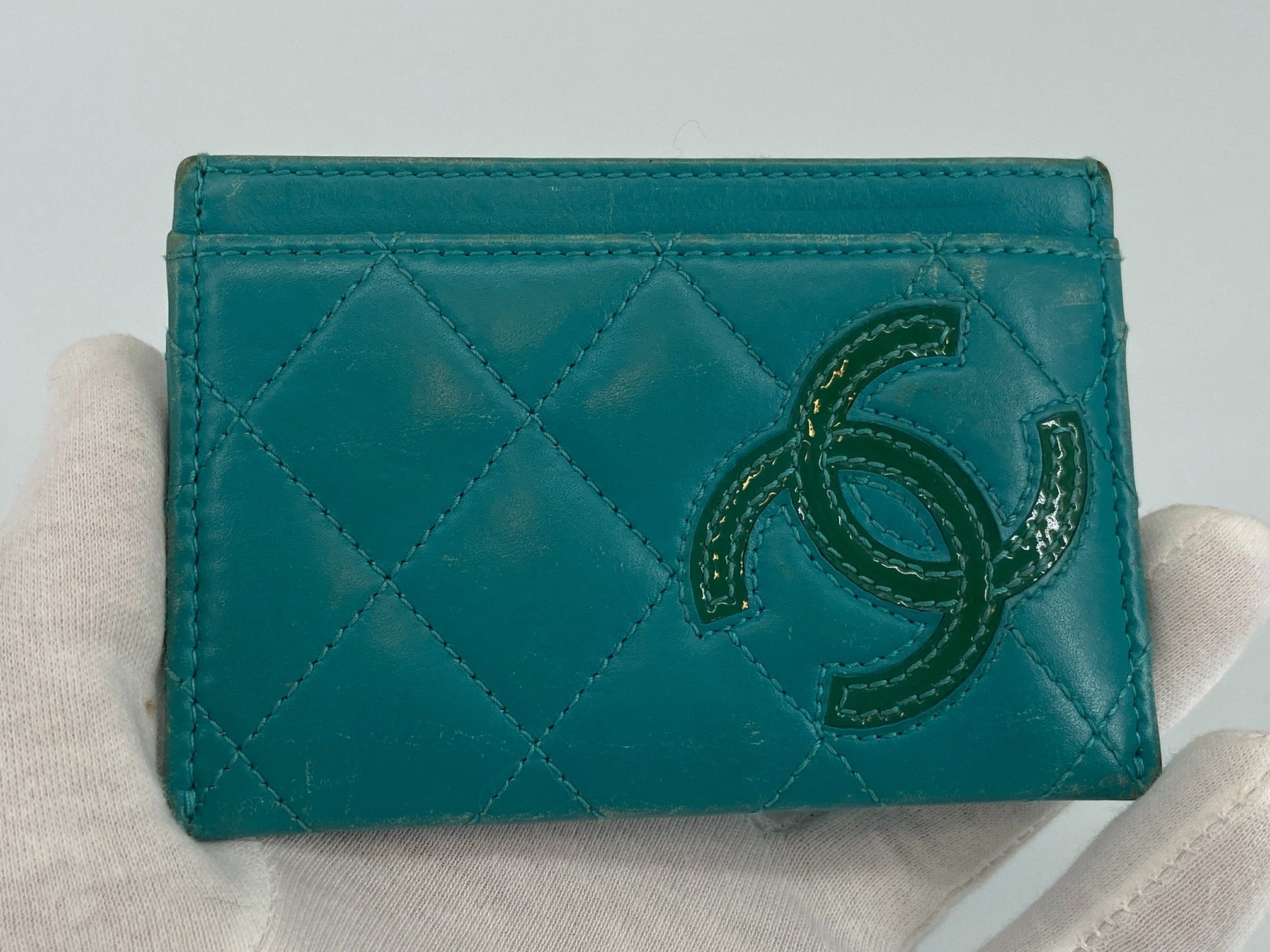 Chanel Cardholder Blue Leather