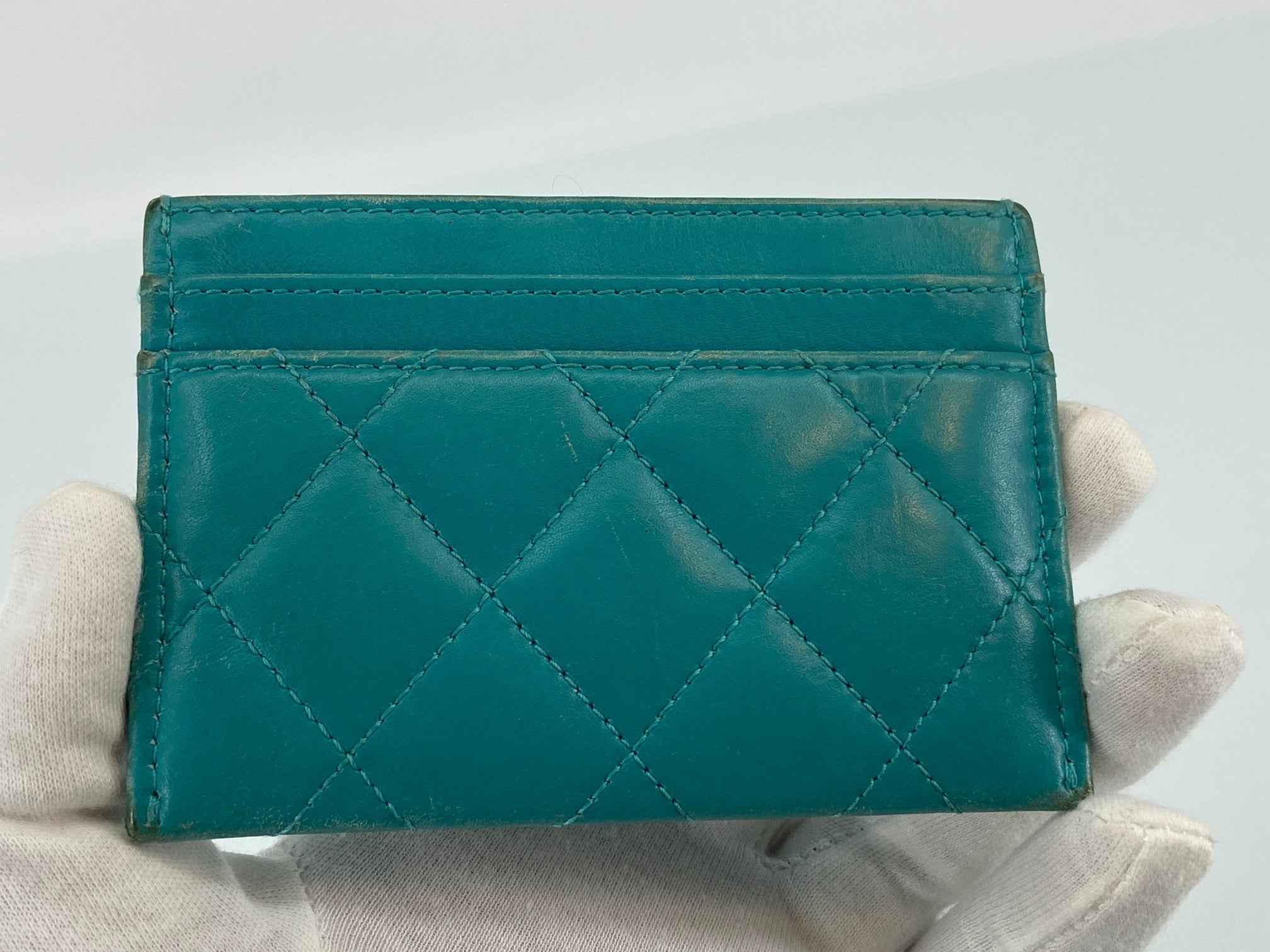 Chanel Cardholder Blue Leather