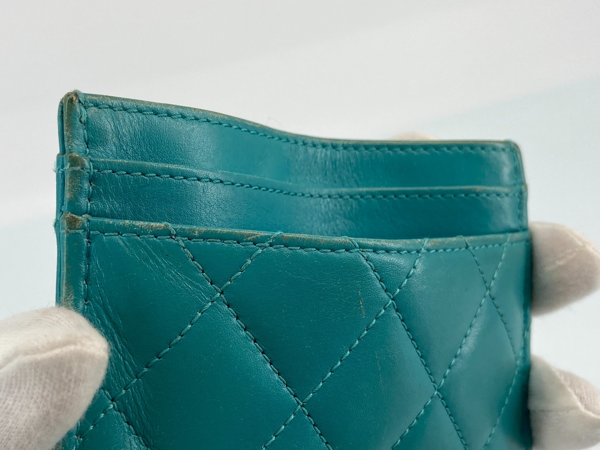 Chanel Cardholder Blue Leather