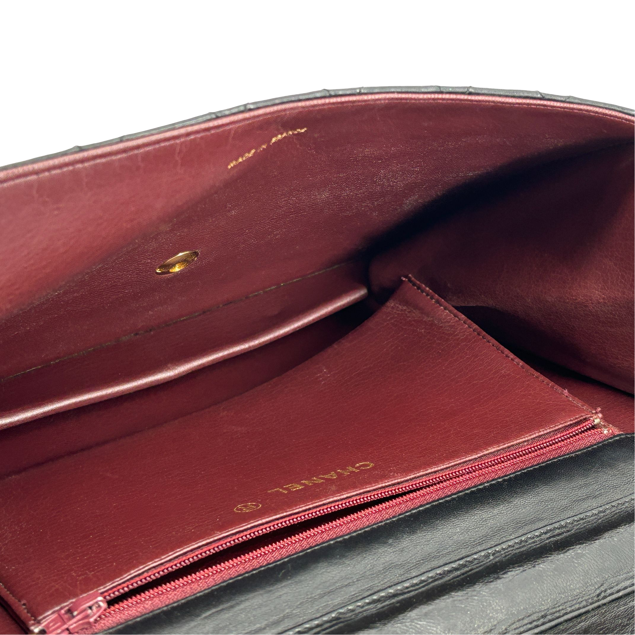 Chanel Single Flap Bag Push-Lock Black Matelassé Leather incl. Box