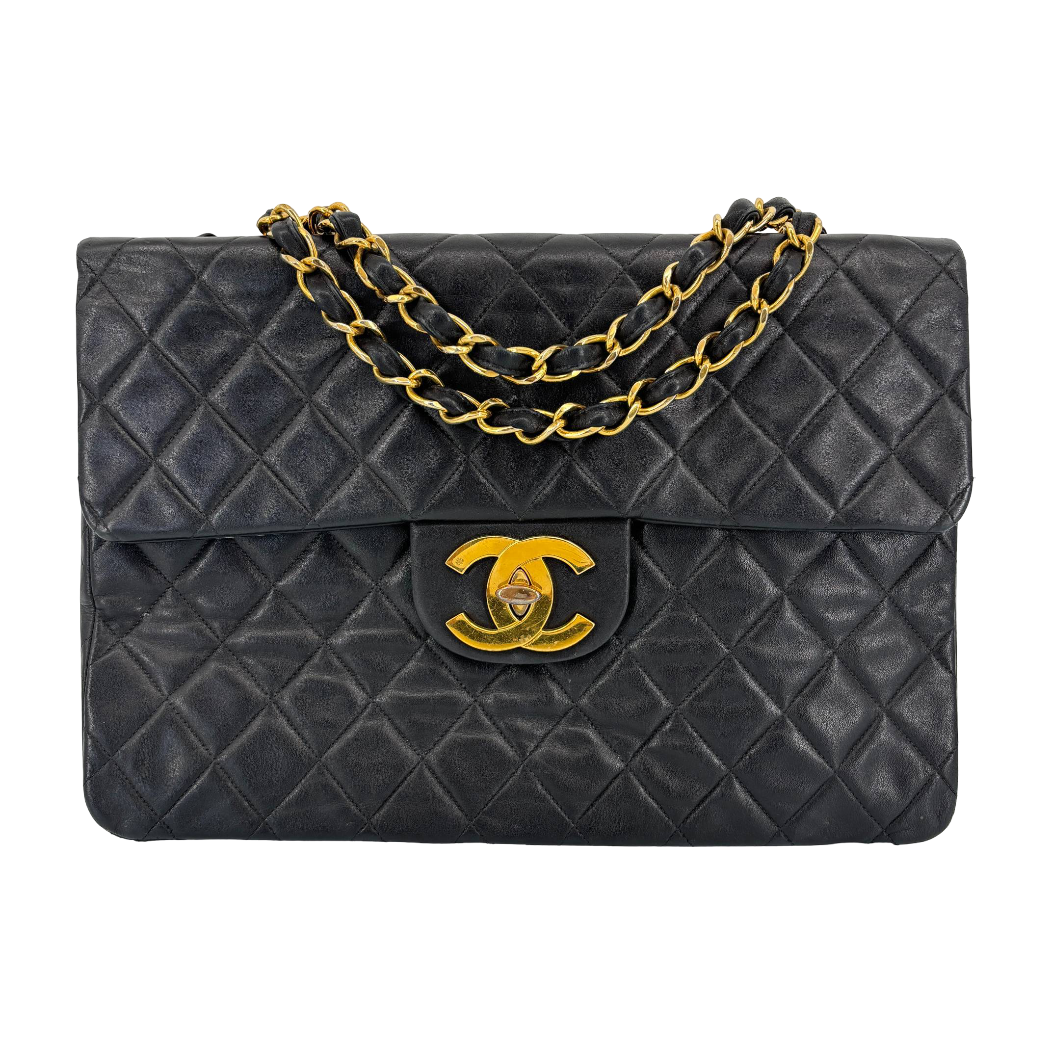 Chanel Timeless / Classique Maxi Single Flap Bag Black Matelassé Leather