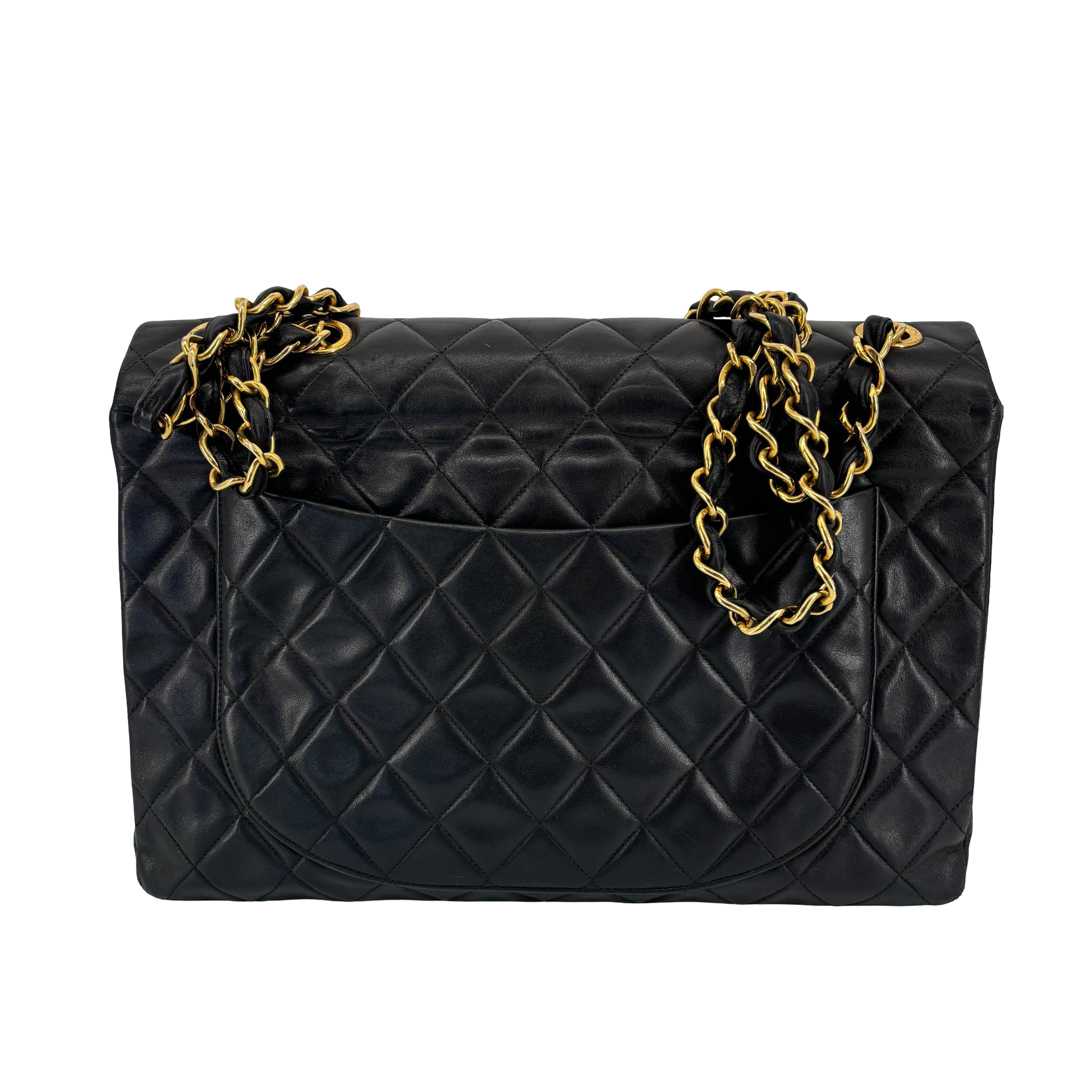 Chanel Timeless / Classique Maxi Single Flap Bag Black Matelassé Leather