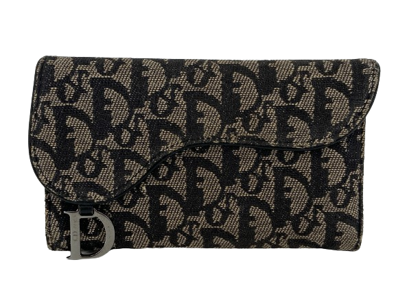 Christian Dior Saddle long Wallet Grey Trotter Monogram