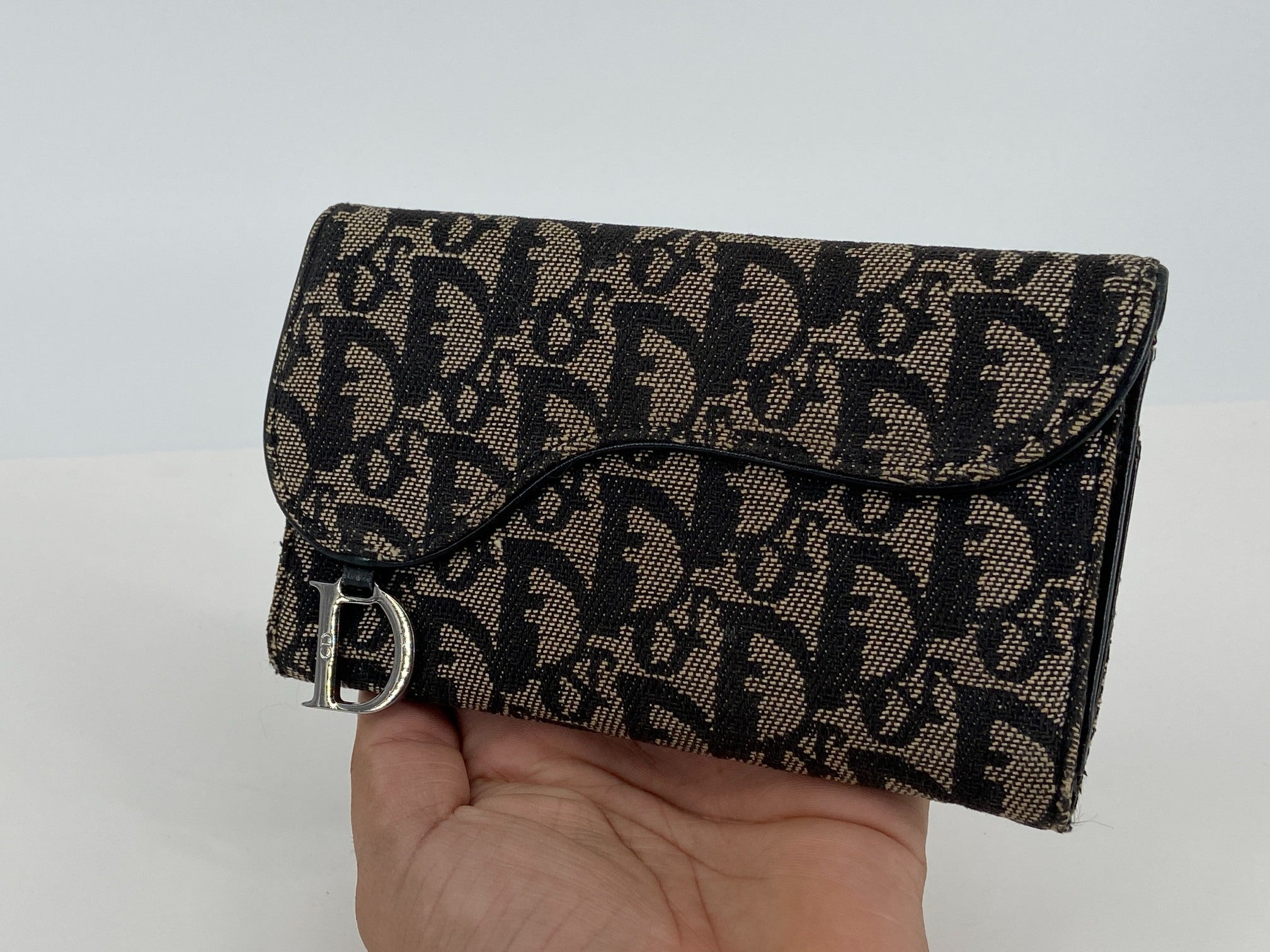 Christian Dior Saddle long Wallet Grey Trotter Monogram