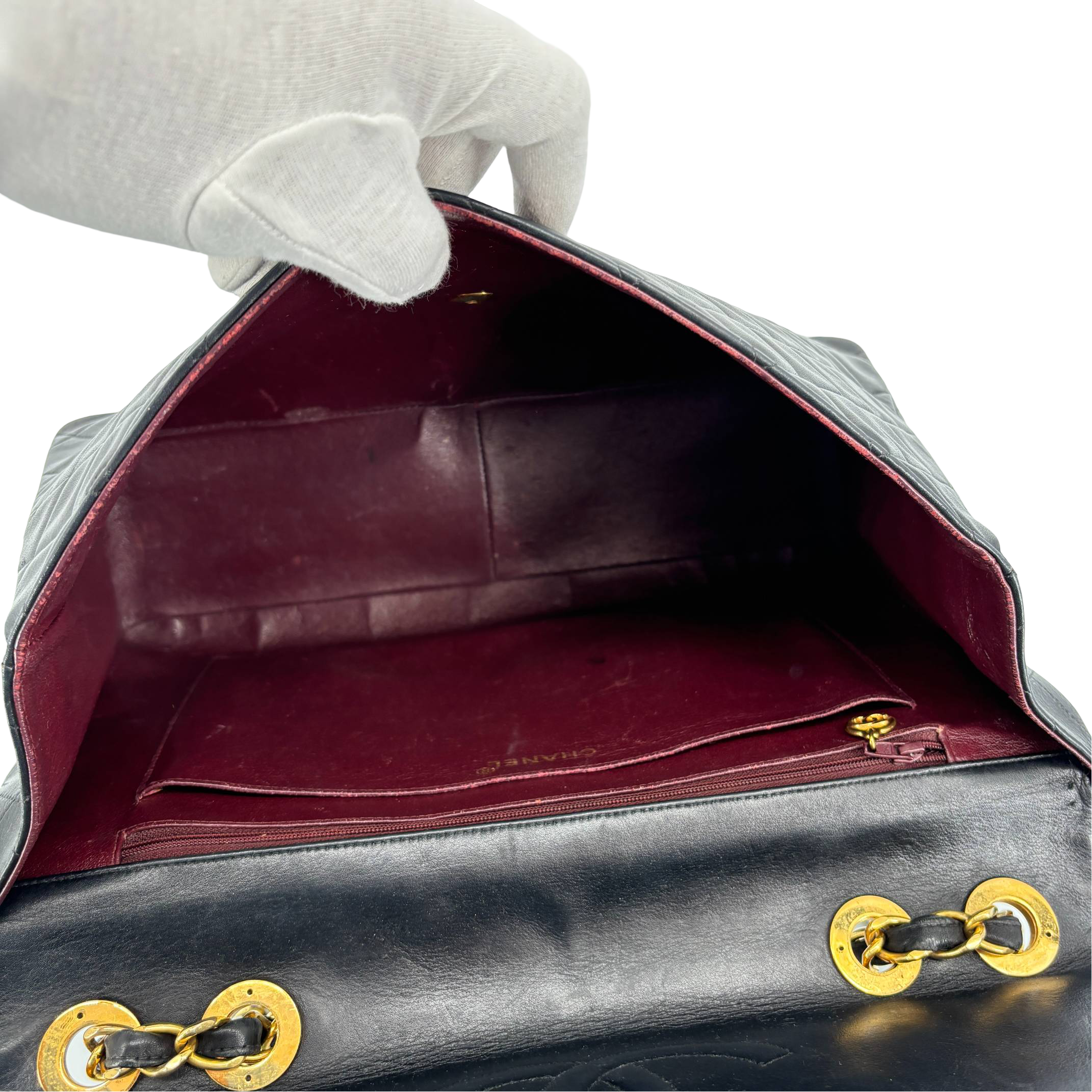 Chanel Timeless / Classique Maxi Single Flap Bag Black Matelassé Leather