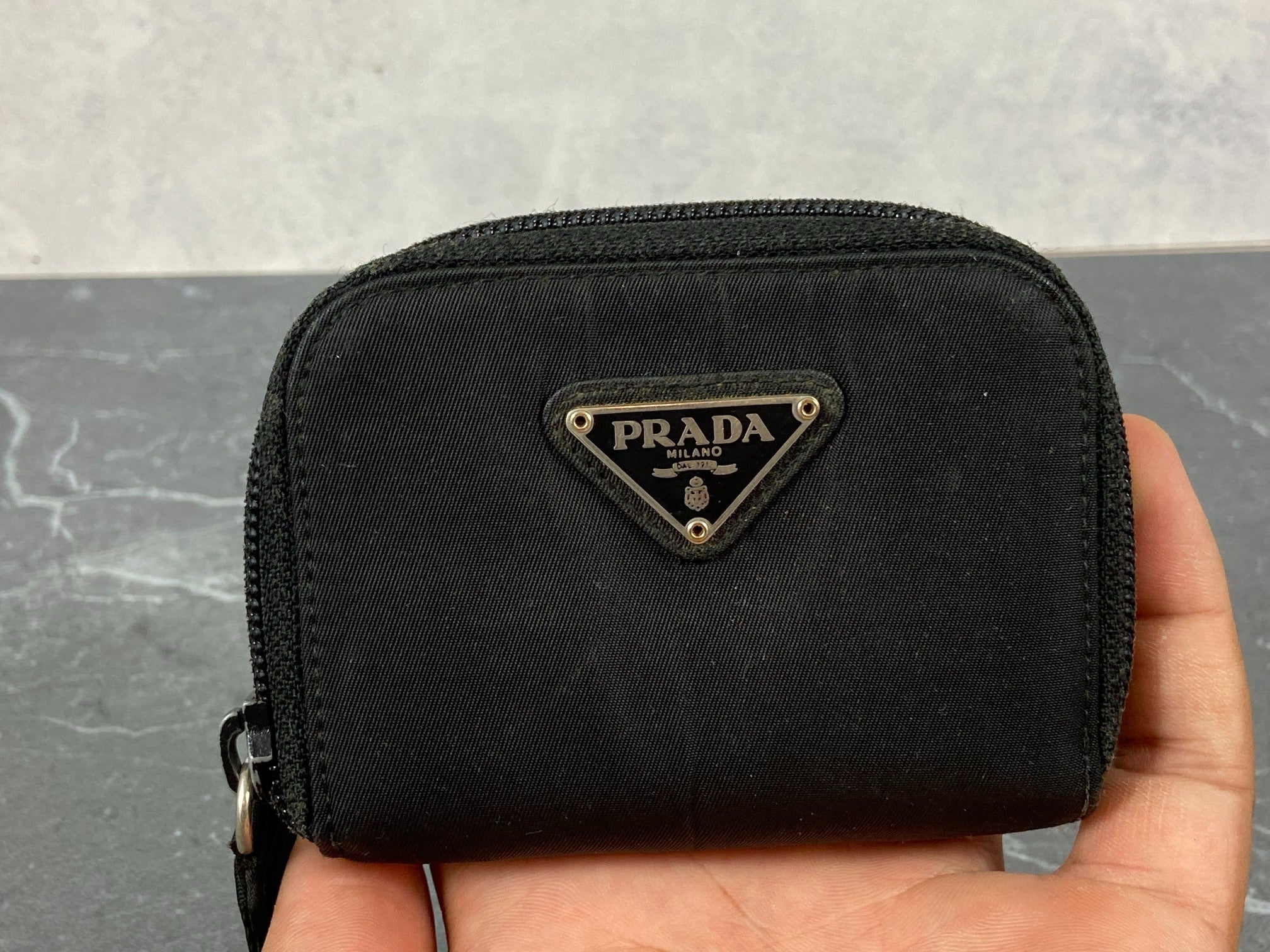 Prada Tessuto Nylon Zippy Compact Wallet Black