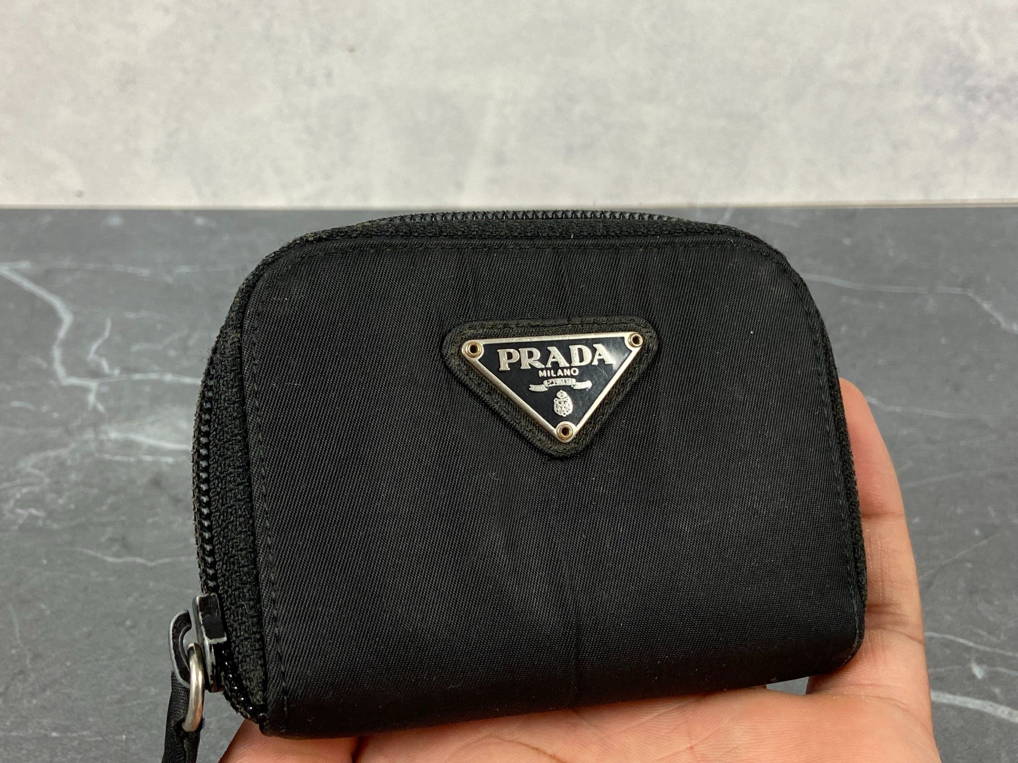 Prada Tessuto Nylon Zippy Compact Wallet Black