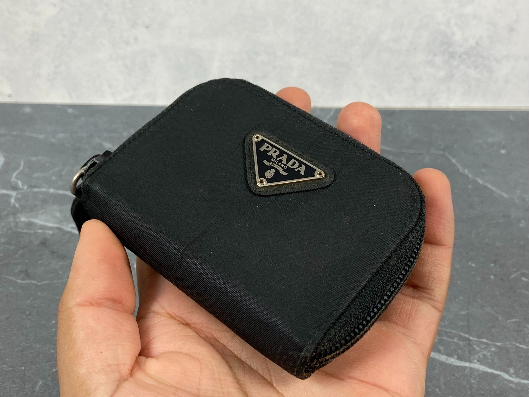 Prada Tessuto Nylon Zippy Compact Wallet Black