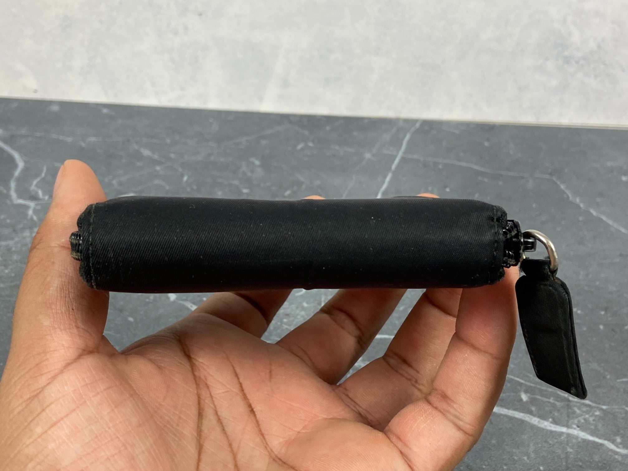 Prada Tessuto Nylon Zippy Compact Wallet Black