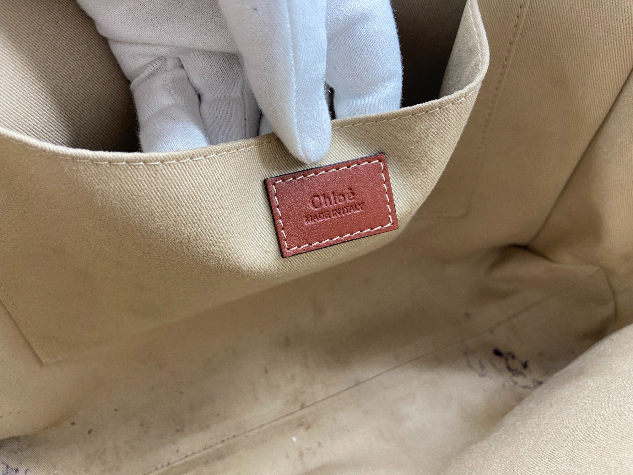 Chloé Woody Tote Bag Beige