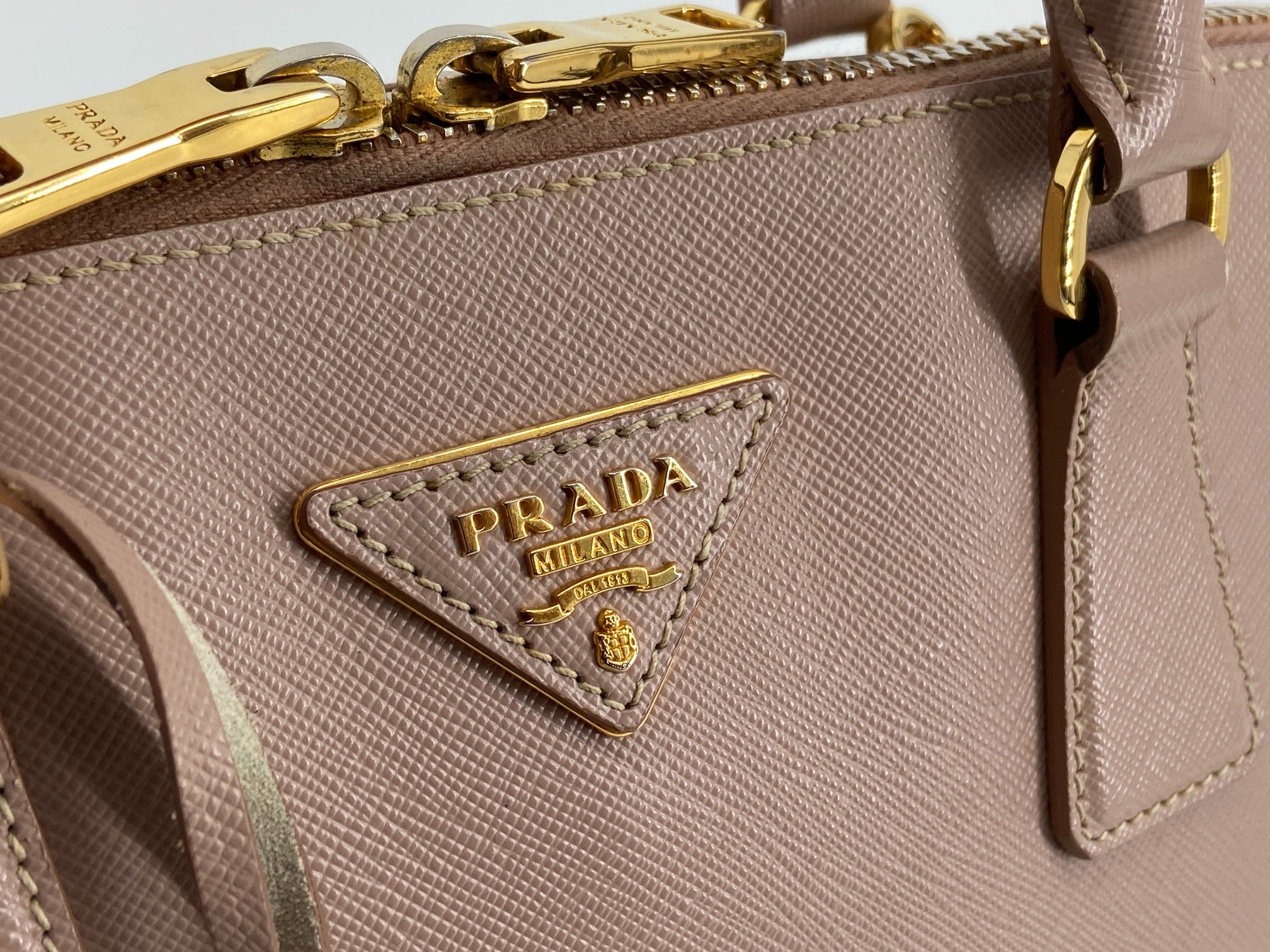 Prada BL0837 Promenade Hand Bag Cammeo Saffiano Leather full set