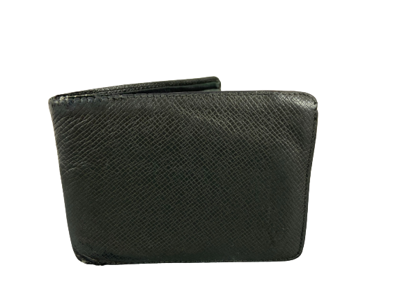 Louis Vuitton Bifold Wallet Black Taiga Leather
