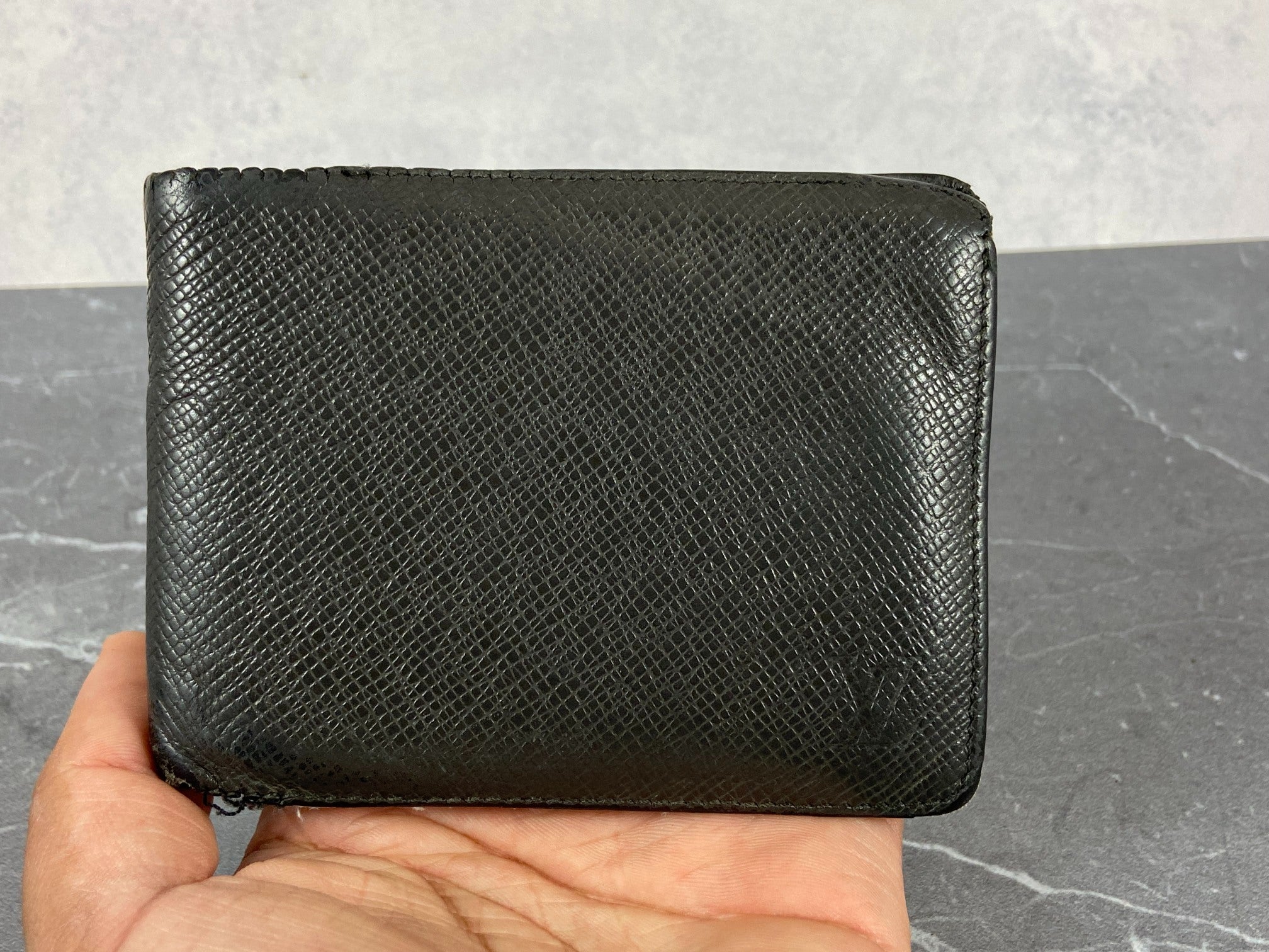 Louis Vuitton Bifold Wallet Black Taiga Leather