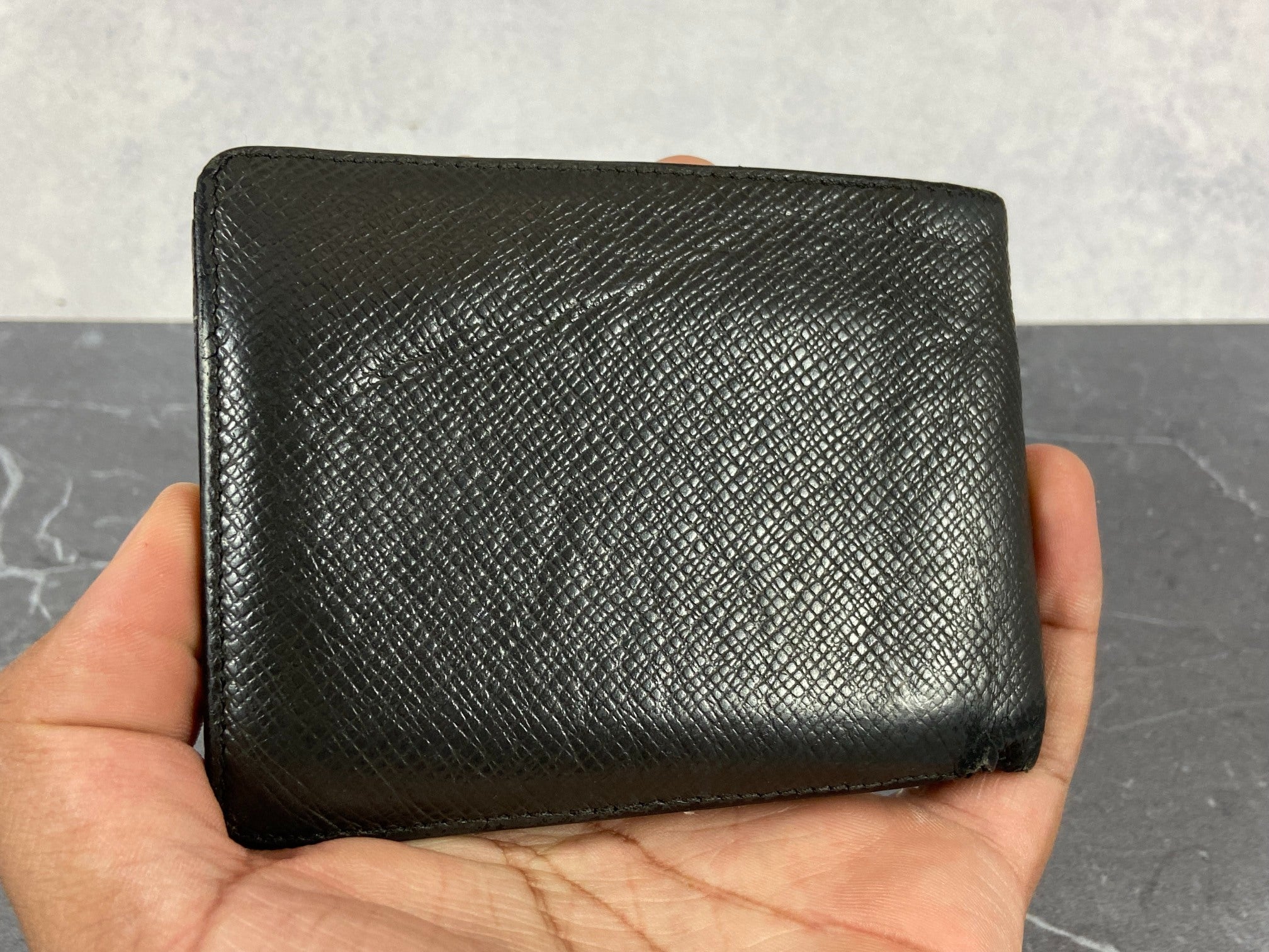 Louis Vuitton Bifold Wallet Black Taiga Leather