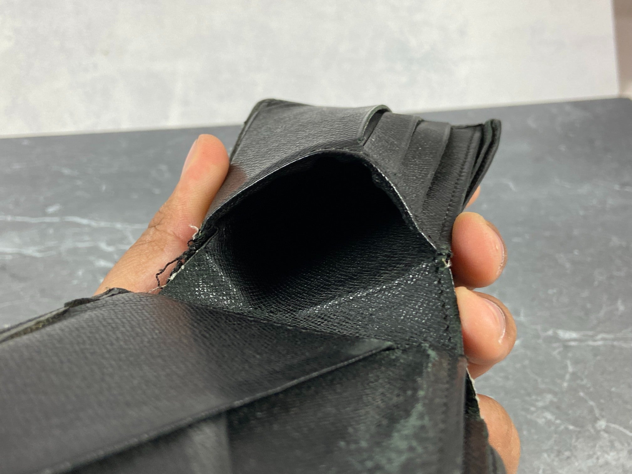 Louis Vuitton Bifold Wallet Black Taiga Leather