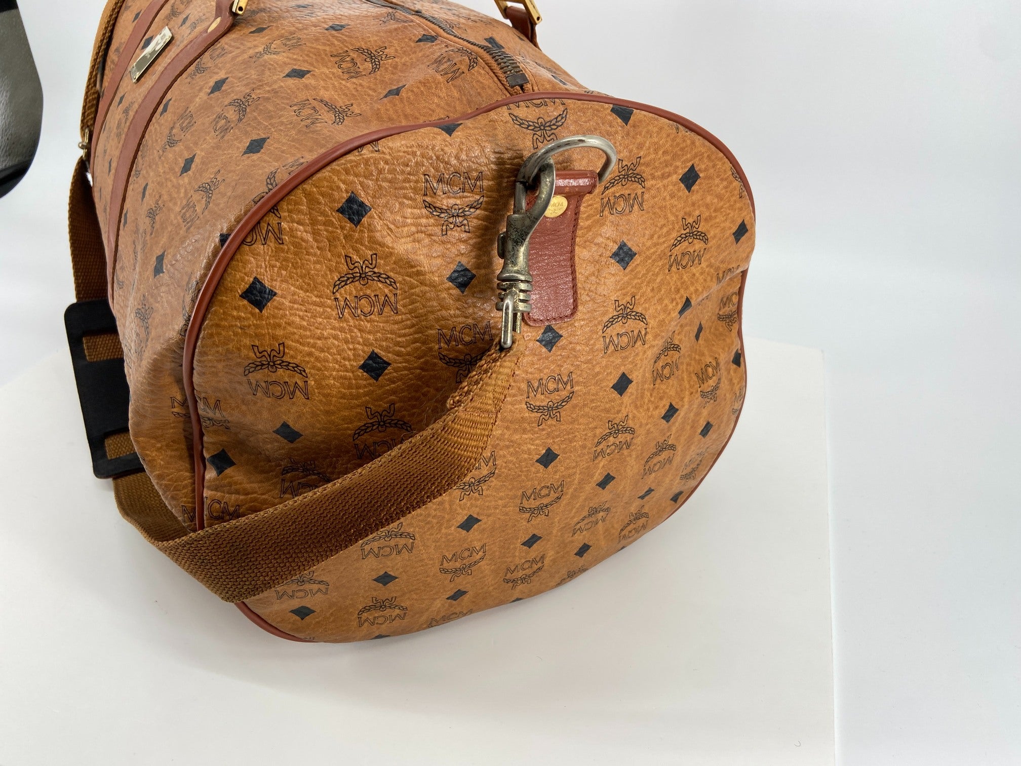 MCM Boston / Duffle Bag Beige Visetos Cognac Monogram