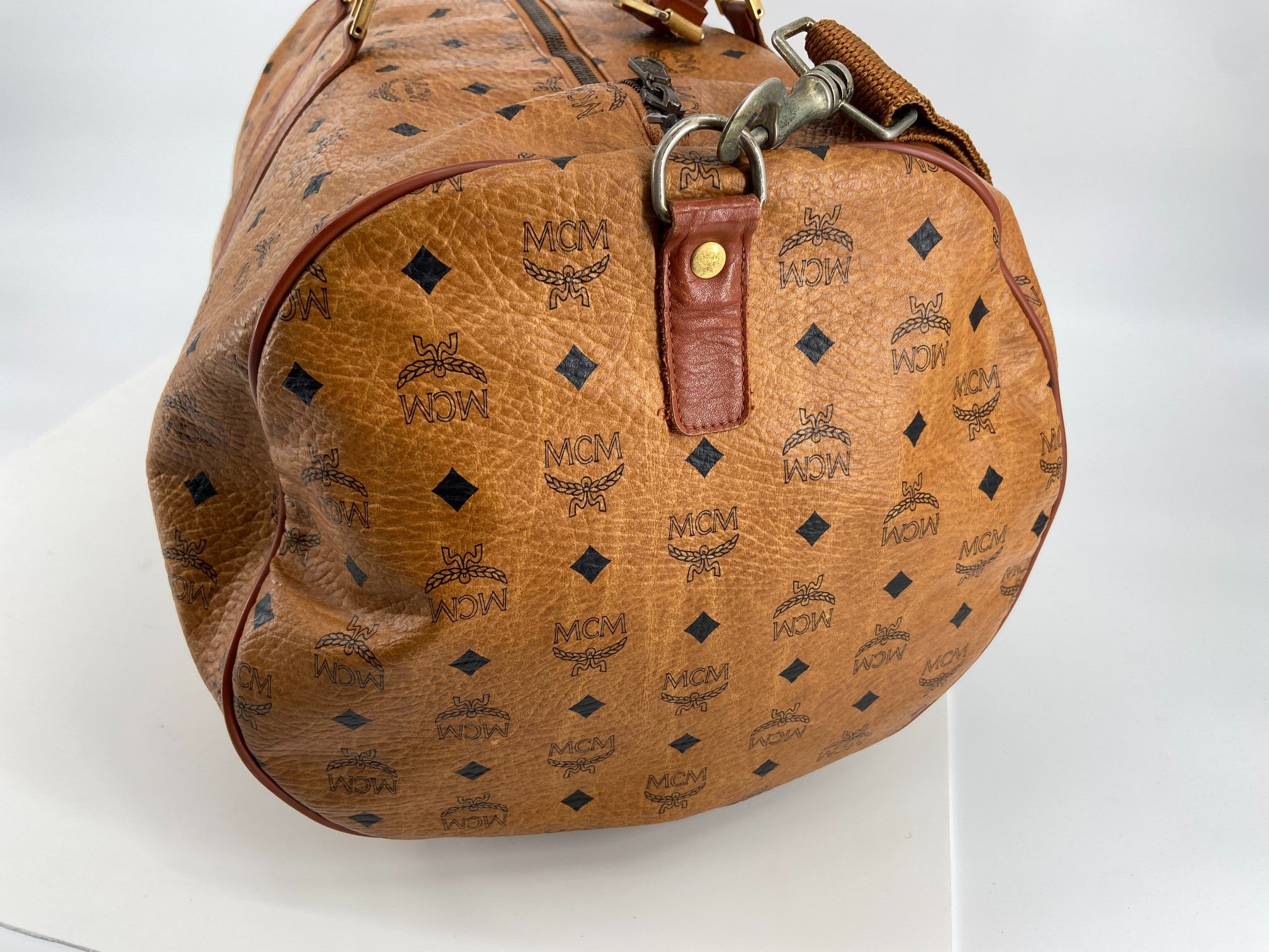 MCM Boston / Duffle Bag Beige Visetos Cognac Monogram