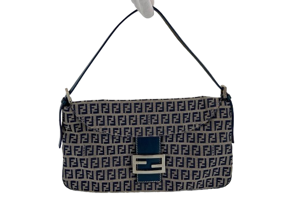 Fendi Mamma Baguette Bag Blue Zucchino Monogram incl. Dustbag