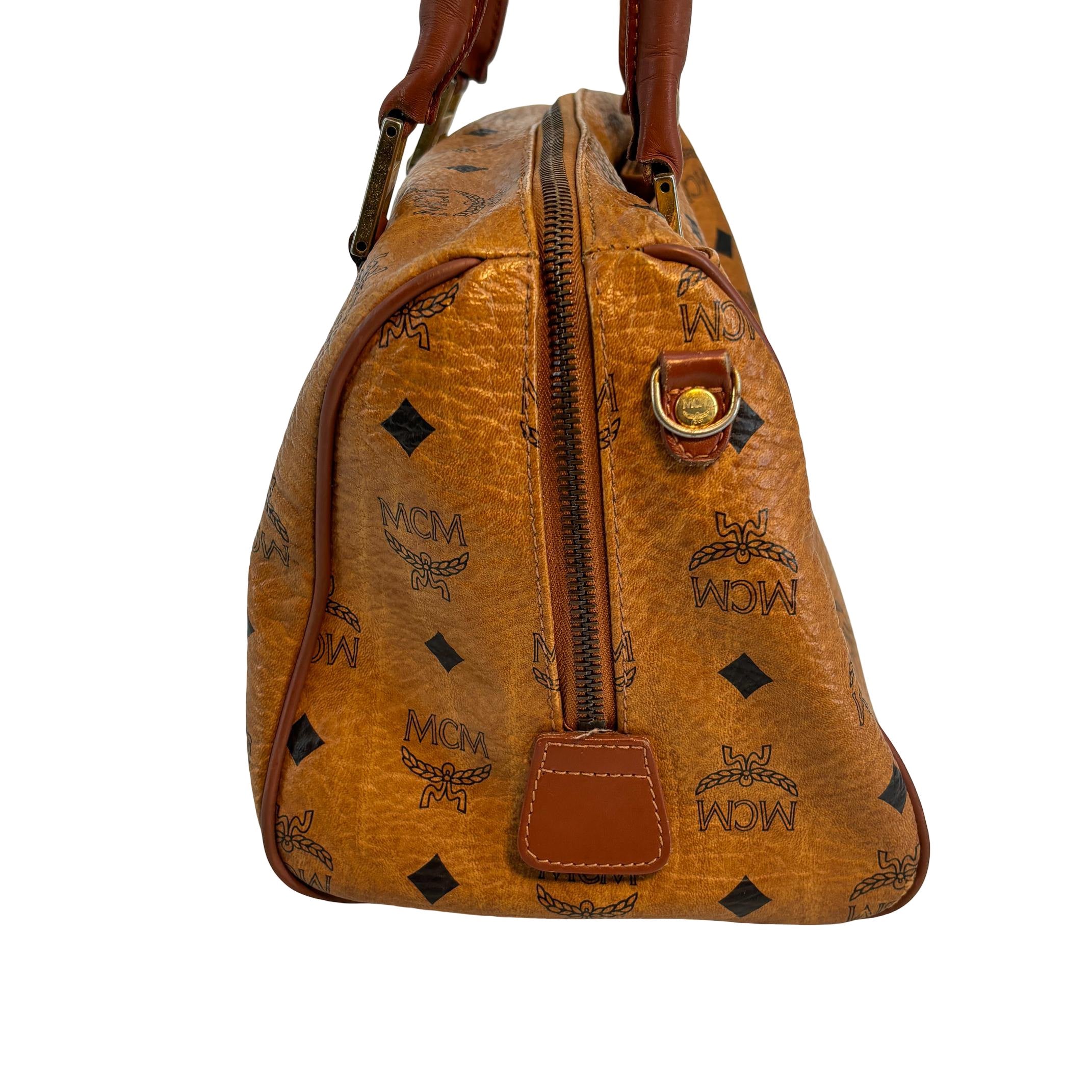 MCM Boston Bag Cognac Visetos Monogram