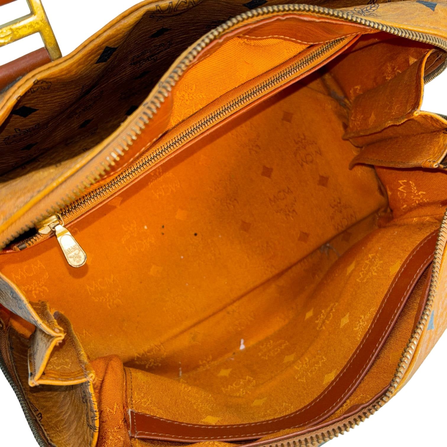 MCM Boston Bag Cognac Visetos Monogram