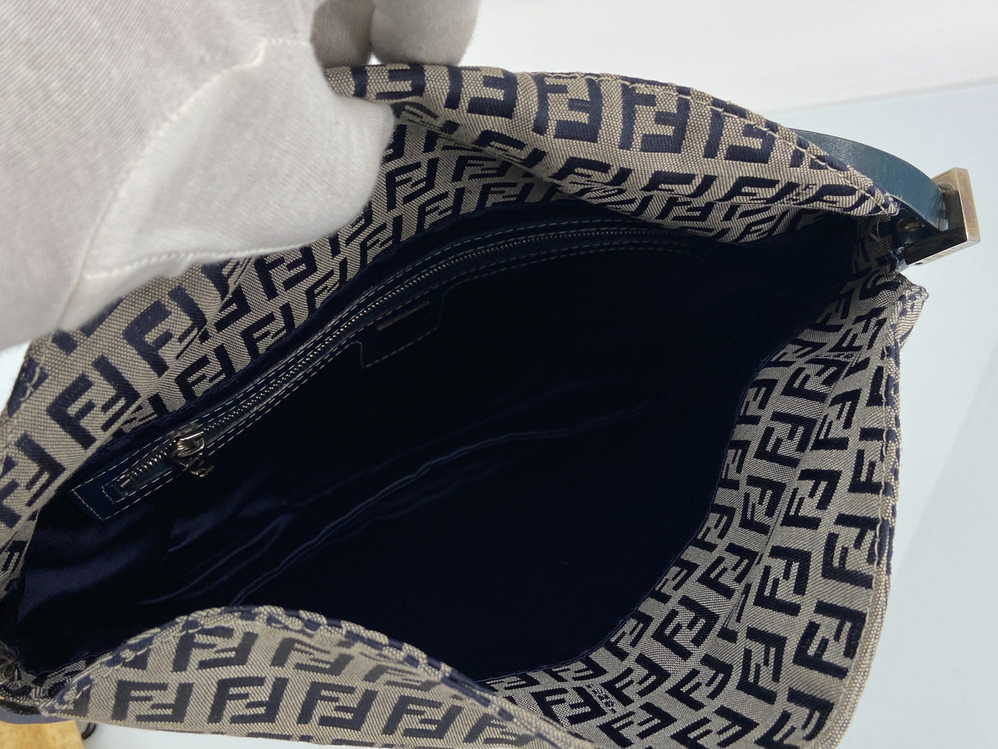 Fendi Mamma Baguette Bag Blue Zucchino Monogram incl. Dustbag