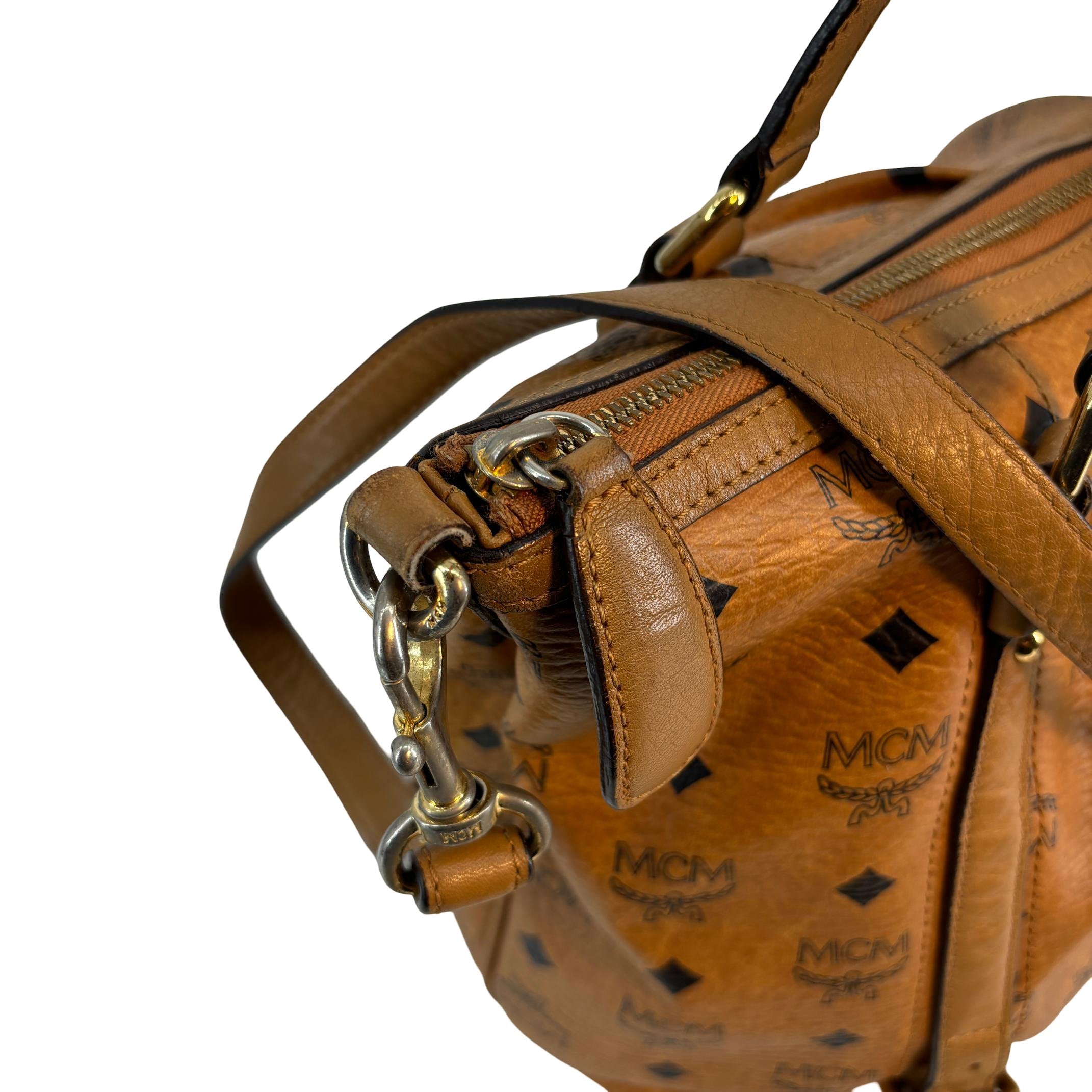 MCM 2-Way Tote Bag Cognac Visetos Monogram