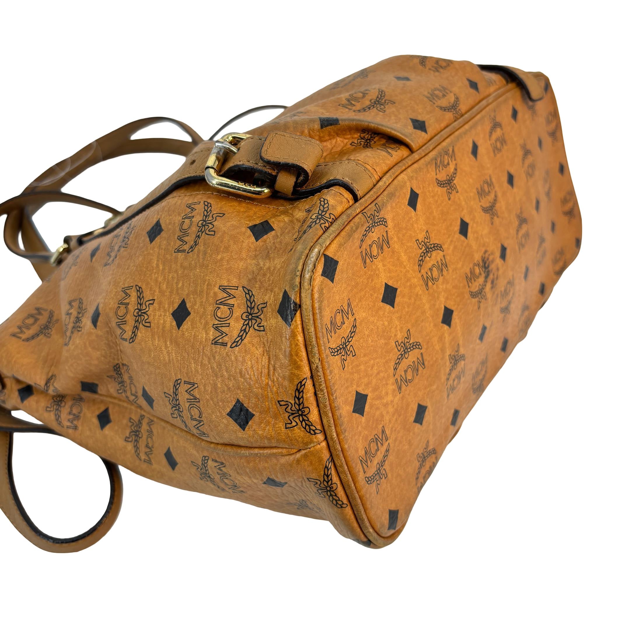 MCM 2-Way Tote Bag Cognac Visetos Monogram