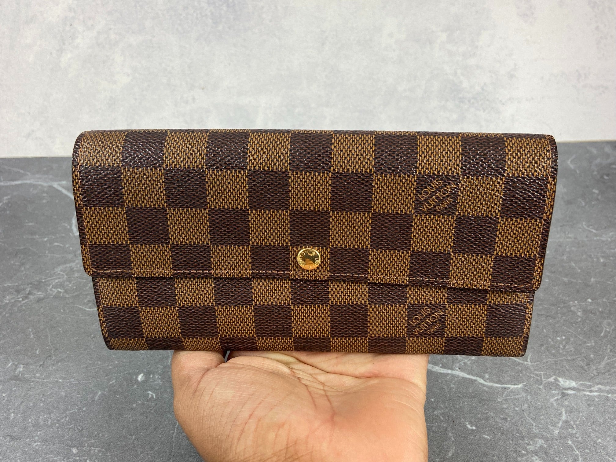 Louis Vuitton Sarah Wallet Damier Ebene Canvas
