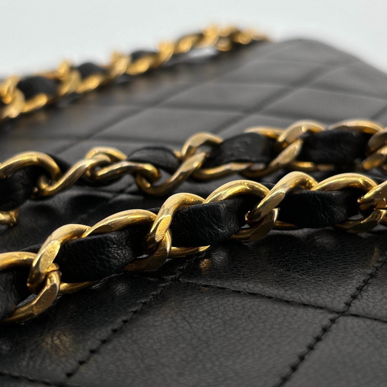 Chanel Full Flap Bag Push-Lock Black Matelassé Leather