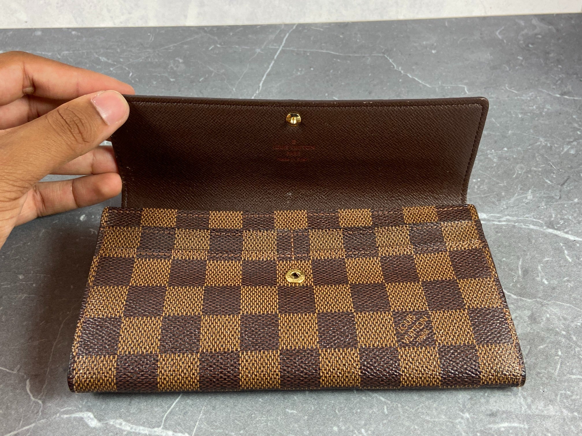 Louis Vuitton Sarah Wallet Damier Ebene Canvas