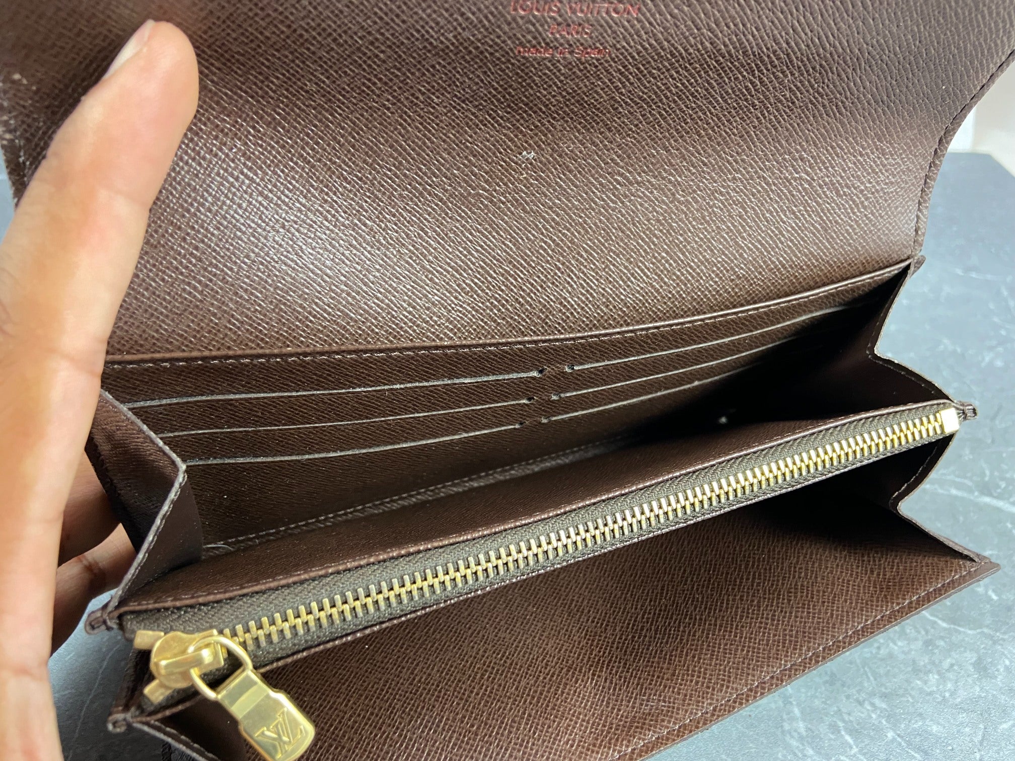 Louis Vuitton Sarah Wallet Damier Ebene Canvas