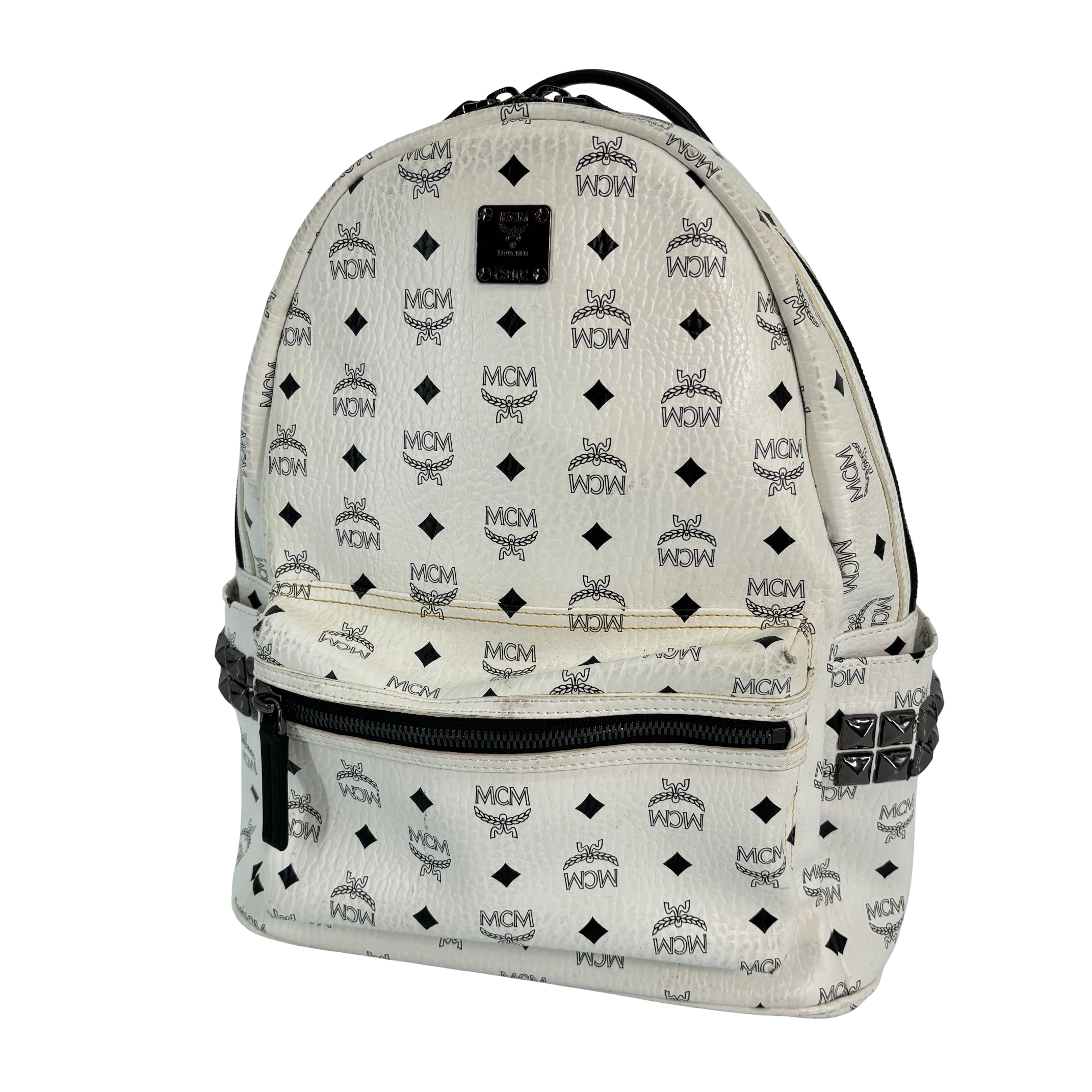 MCM Backpack White Visetos Monogram