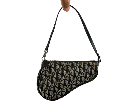 Christian Dior Saddle Pochette / Mini / Hobo Bag Black Trotter Monogram